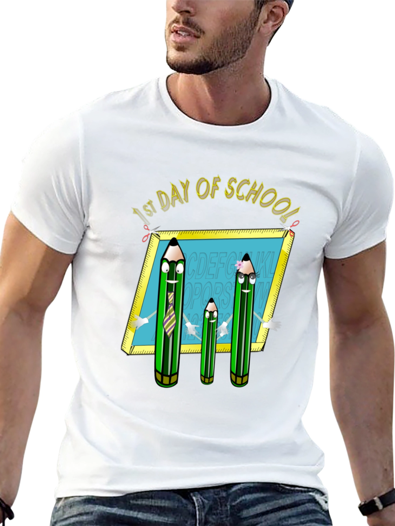 Black First Day of School T-Shirt: Animated Pencils view 13