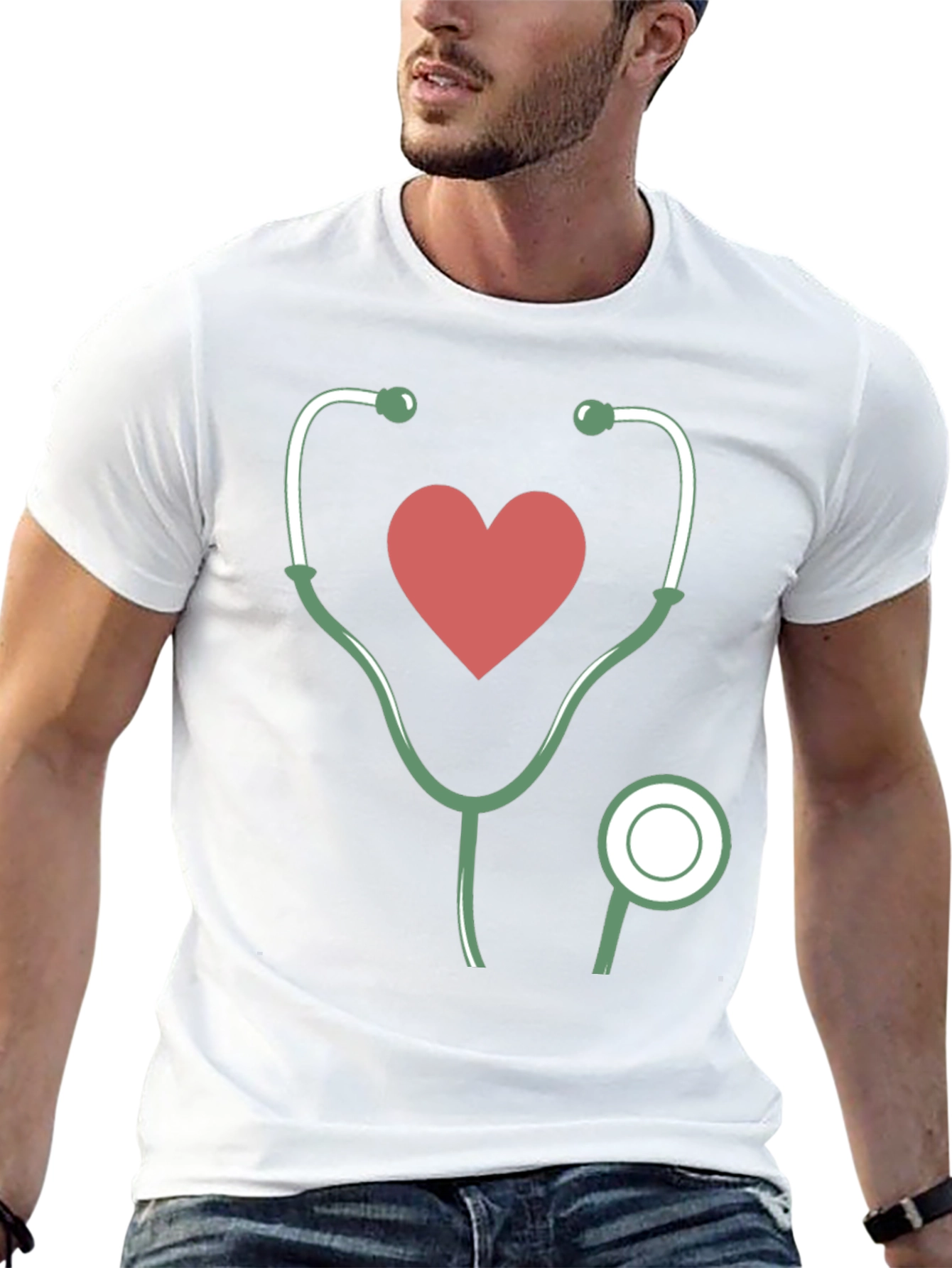 Black Heartbeat Stethoscope Graphic Tee view 13