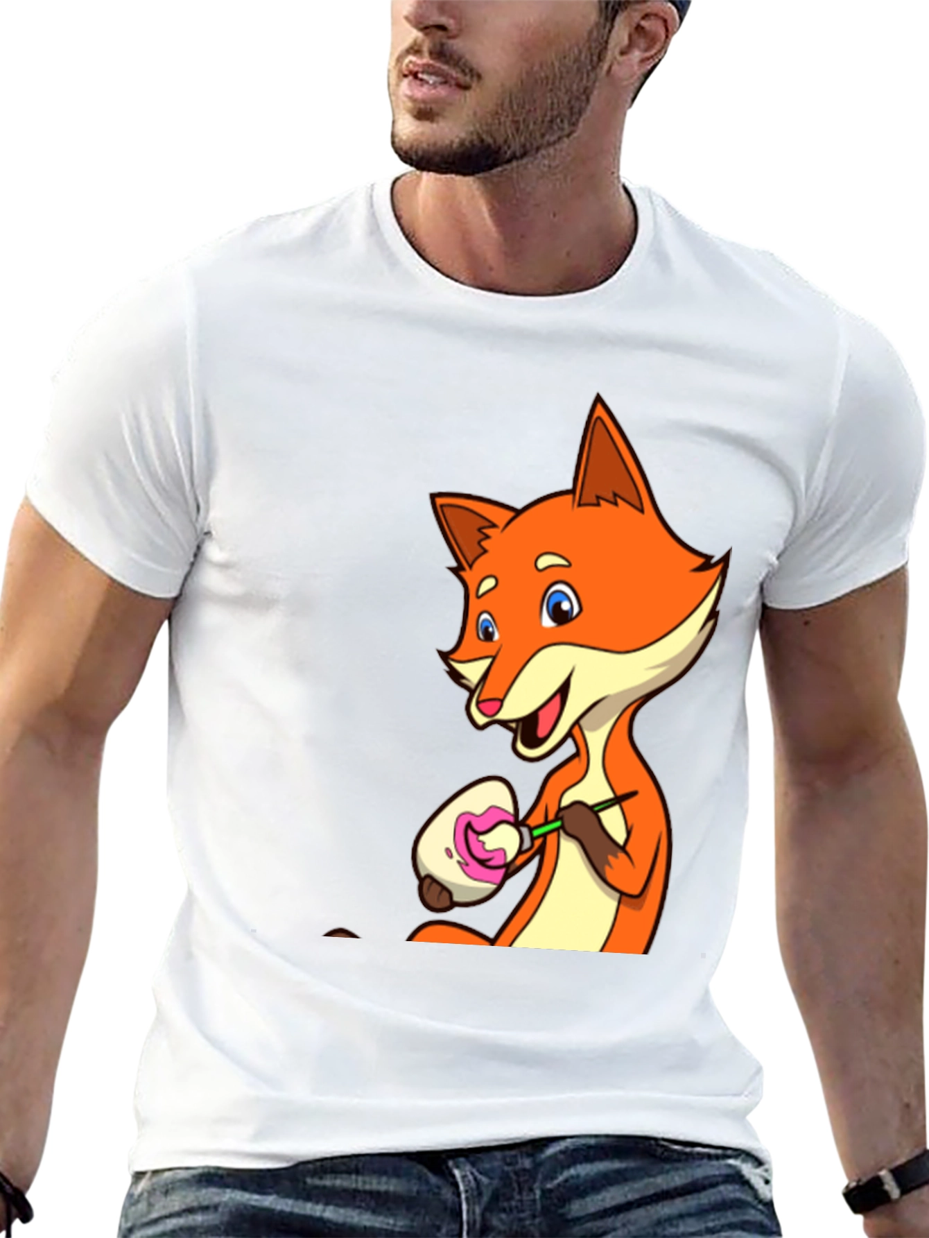Black Fox Painting Easter Egg Graphic Tee view 13