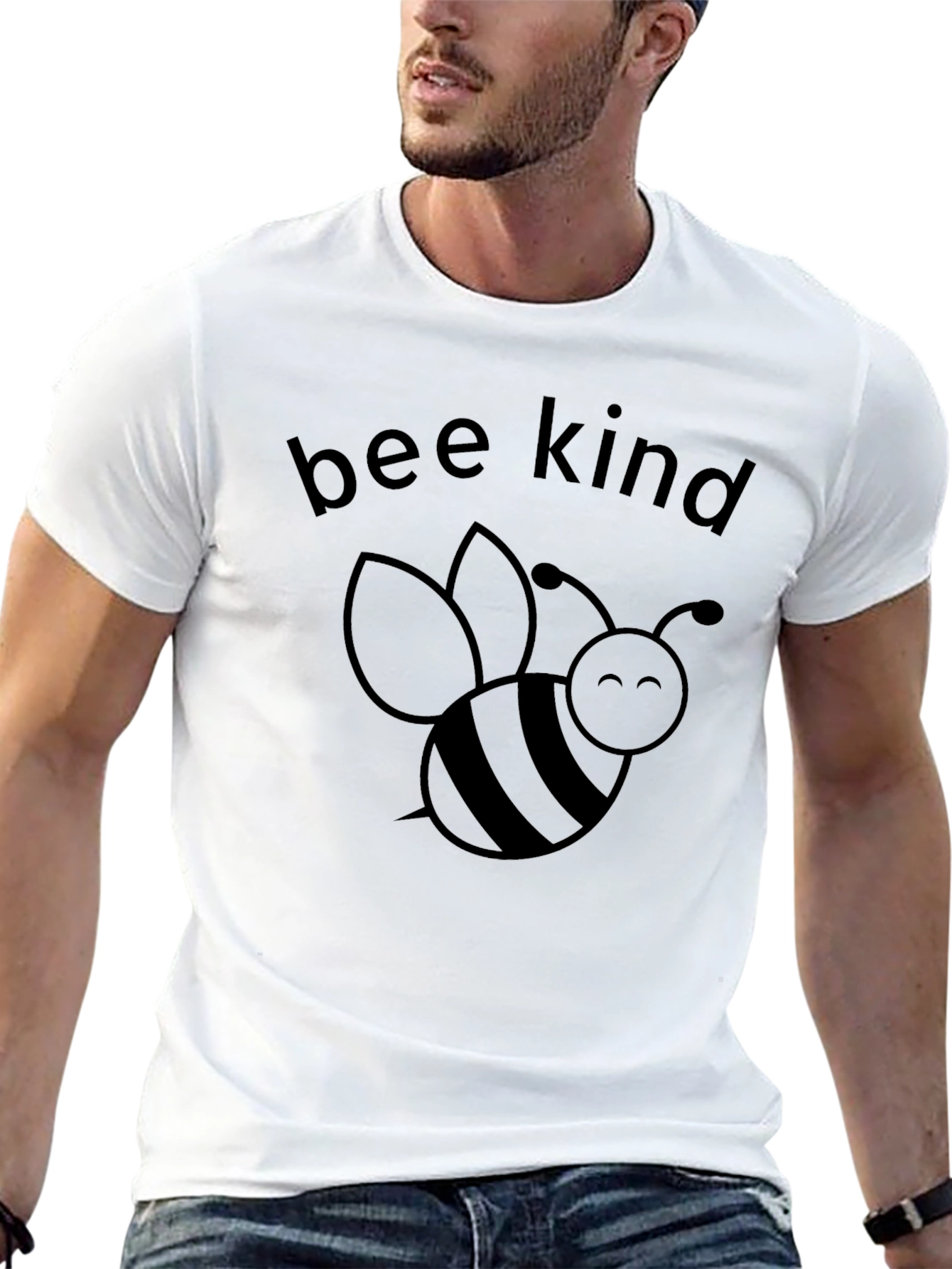 Black Bee Kind Graphic Tee - Black Cotton Comfort view 13