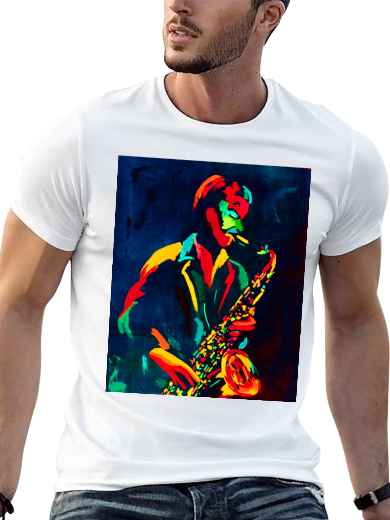 Black Jazz Saxophone Graphic Tee - Cool Music T-Shirt view 13