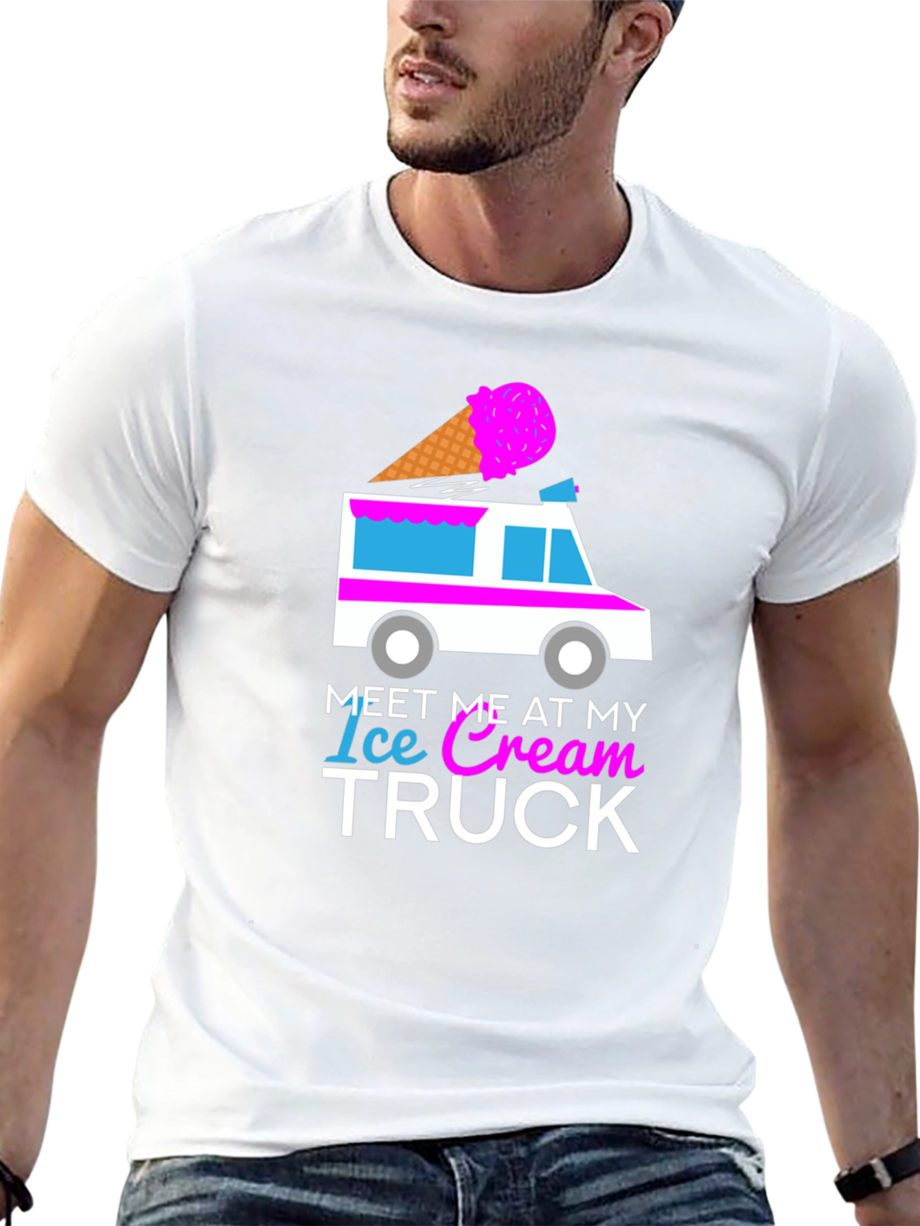 Black Meet Me At My Ice Cream Truck T-Shirt Fun Design view 13