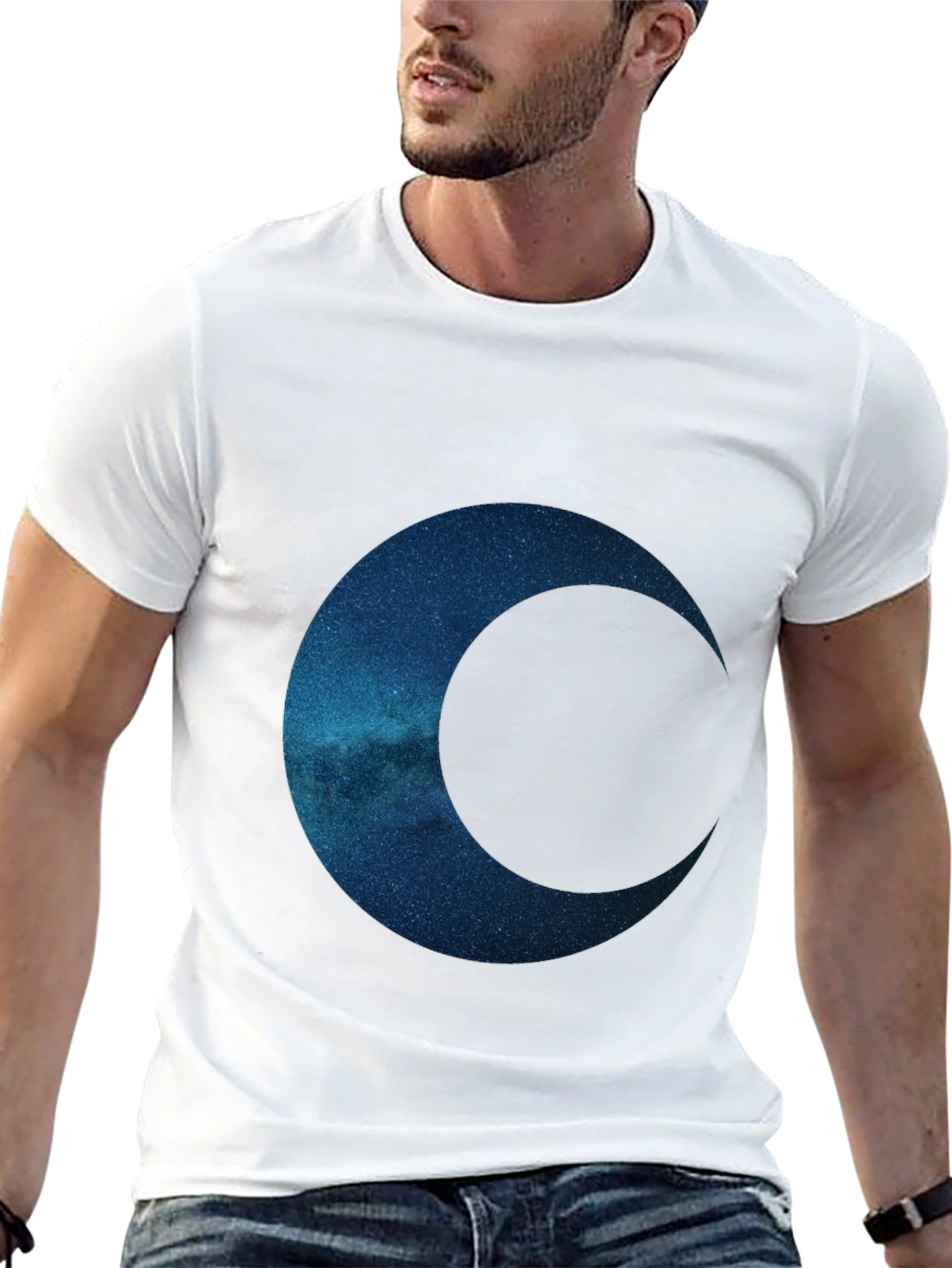 Black Celestial Crescent Graphic Tee - Premium Comfort view 13
