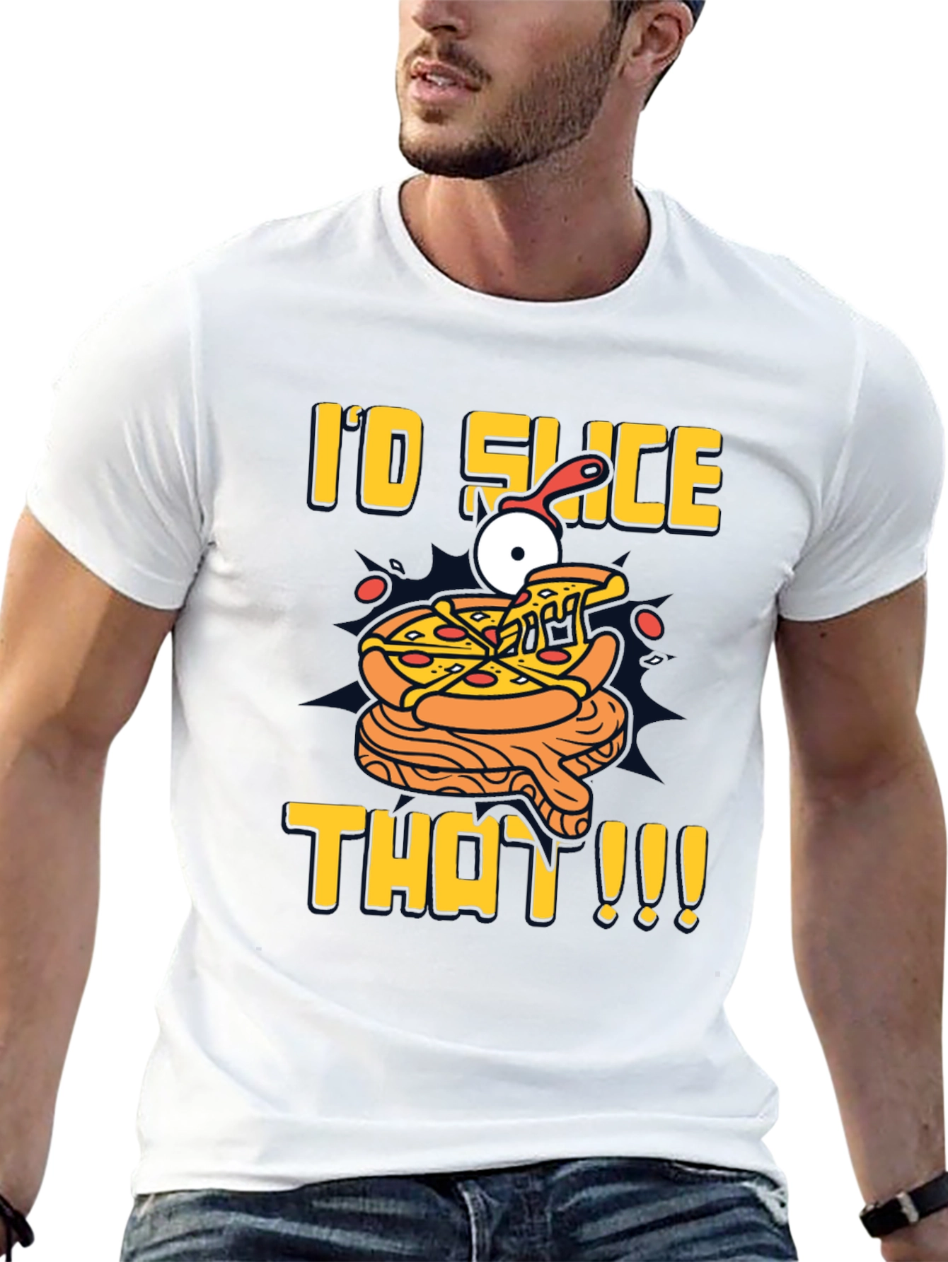 Black I'd Slice That Pizza T-Shirt | Fun Graphic Tee view 13