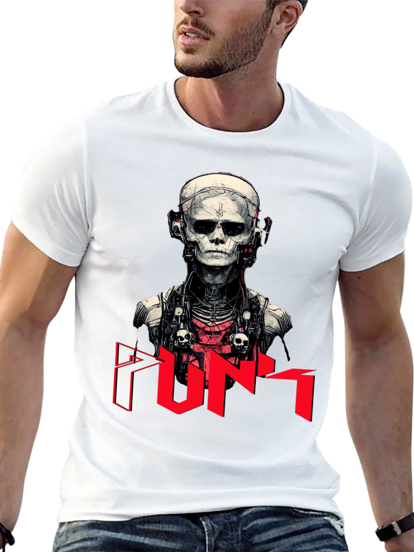 Black Cyberpunk Skeleton Graphic Tee view 13
