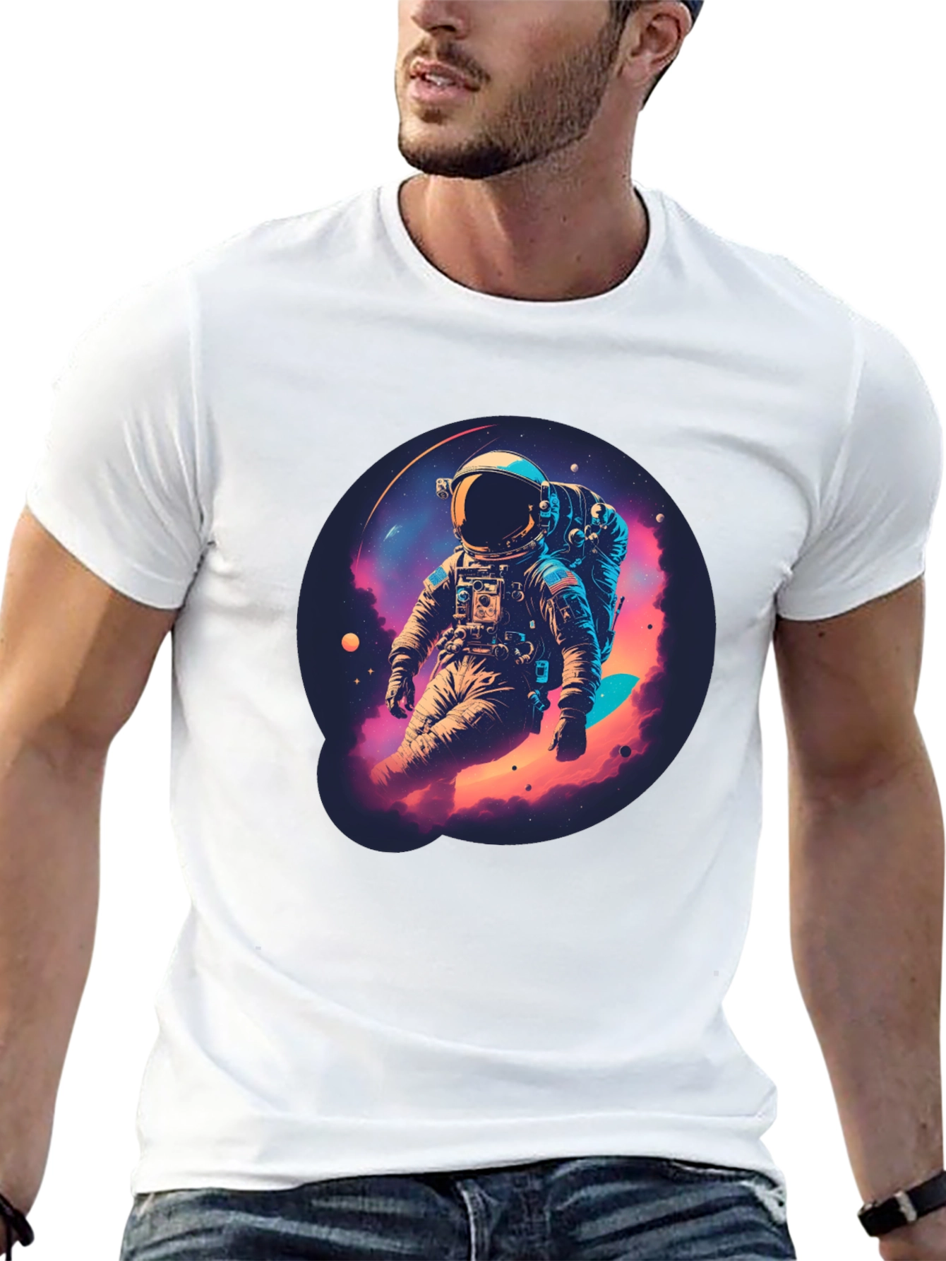 Black Astronaut Galaxy Black T-Shirt view 13
