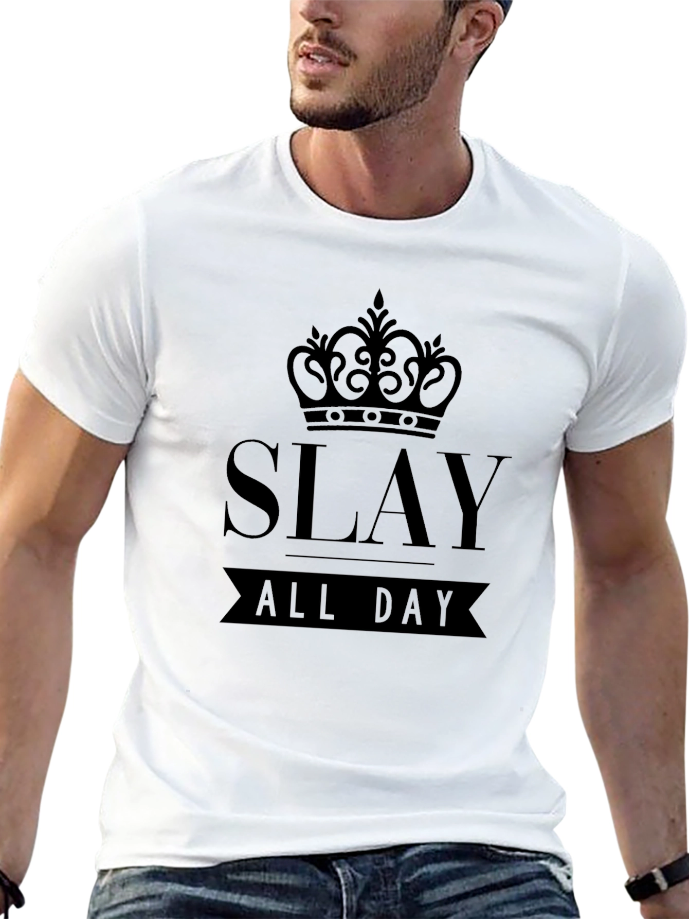 Black Slay All Day Graphic Tee - Men's Black T-Shirt view 13