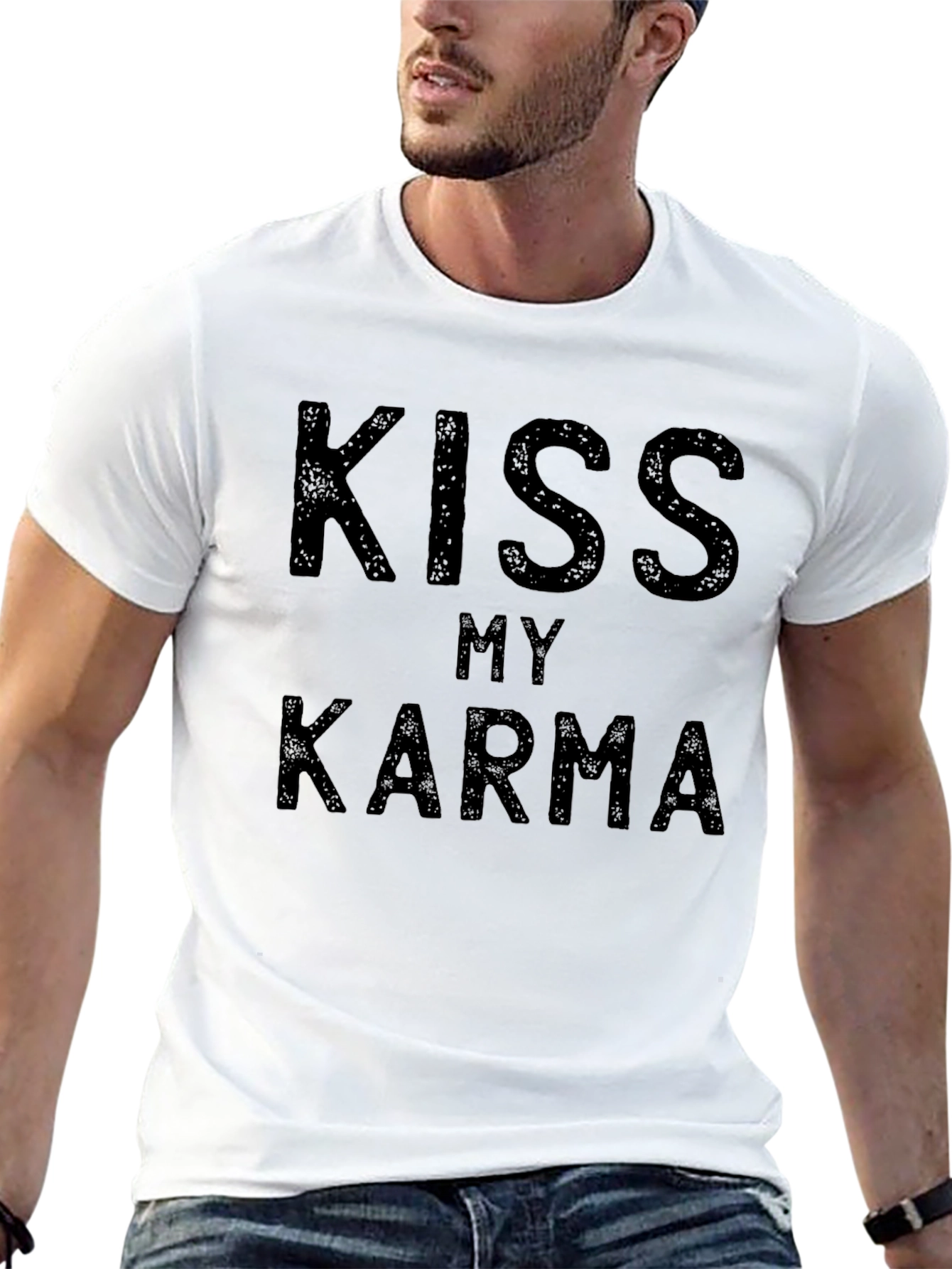 Black Kiss My Karma Black T-Shirt - Men's Graphic Tee view 13