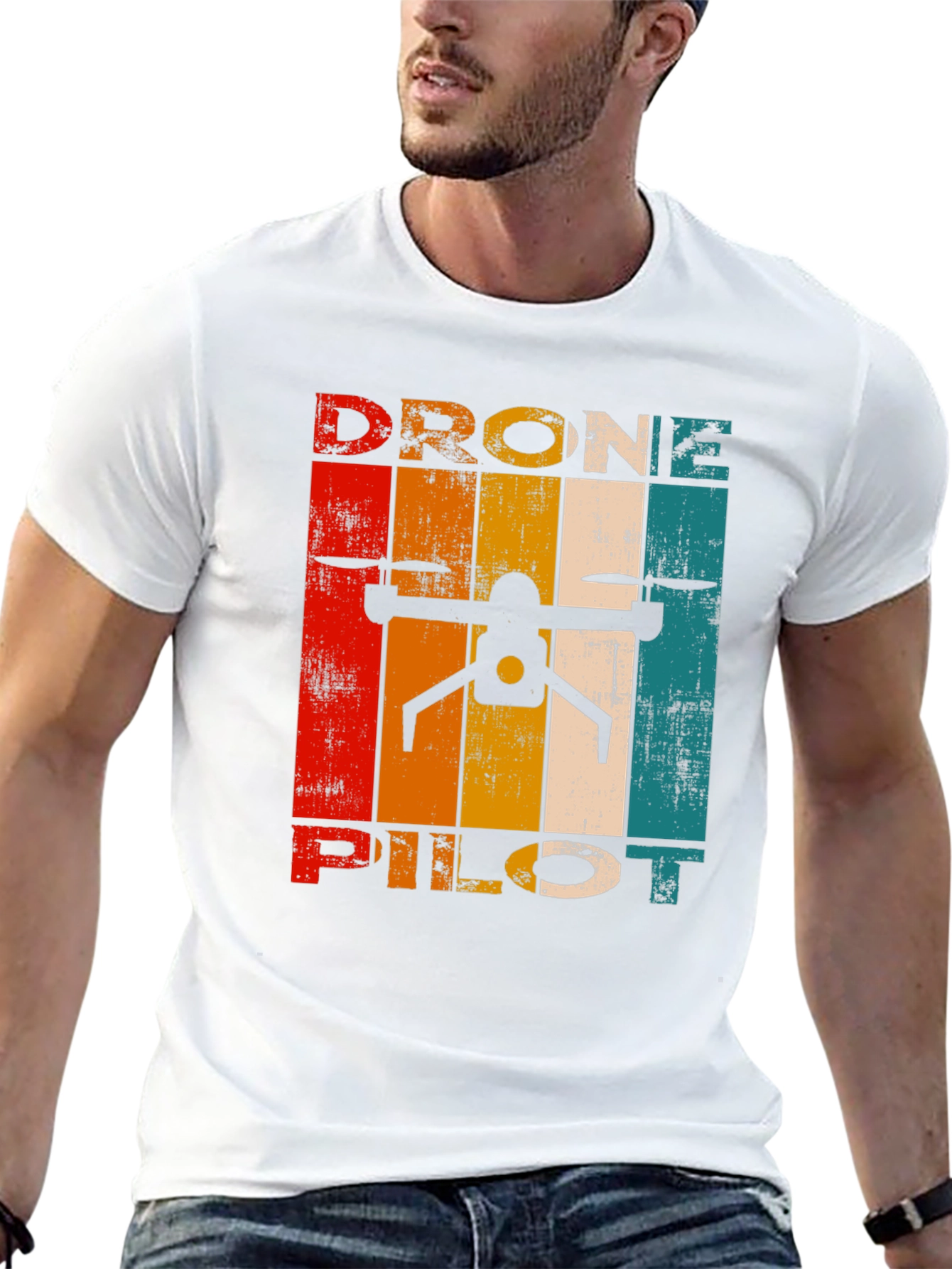 Black Drone Pilot Retro Graphic T-Shirt view 13