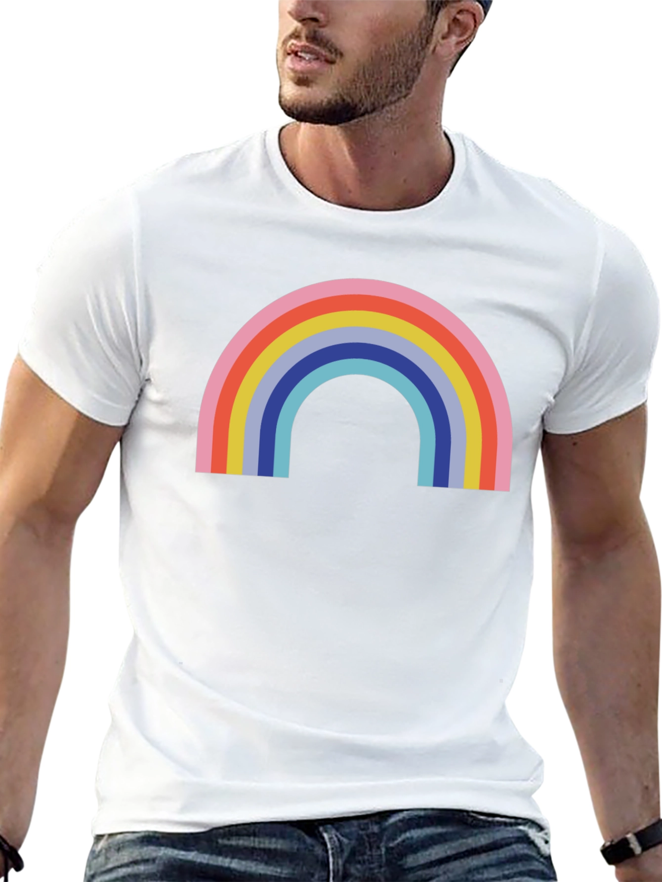 Black Retro Rainbow Graphic Tee - Classic Comfort view 13