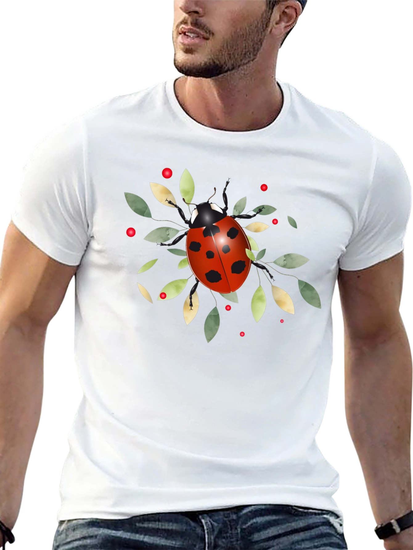 Black Ladybug Graphic Tee - Nature Inspired Casual Wear view 13