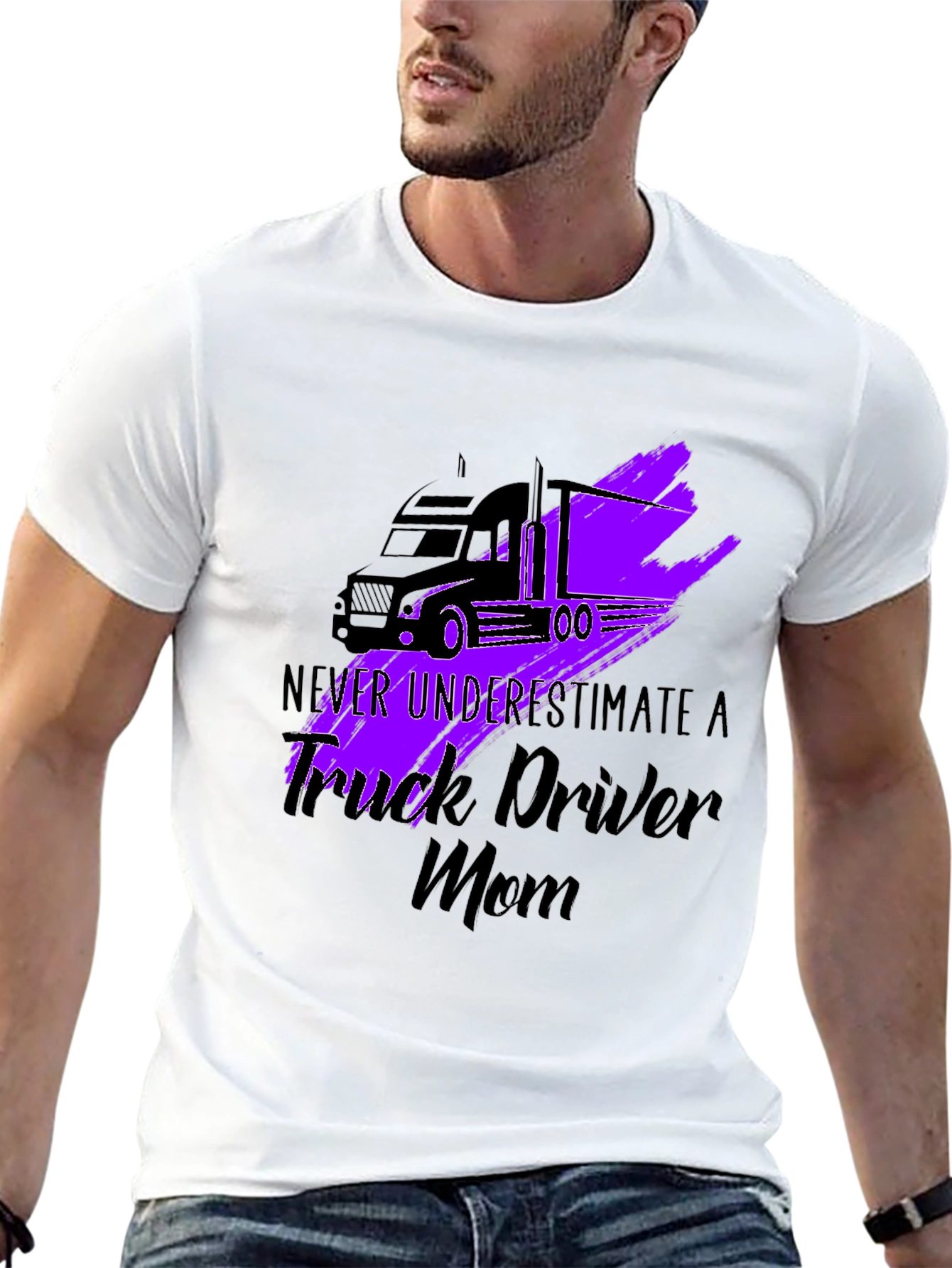 Black Trucker Mom T-Shirt - Never Underestimate view 13