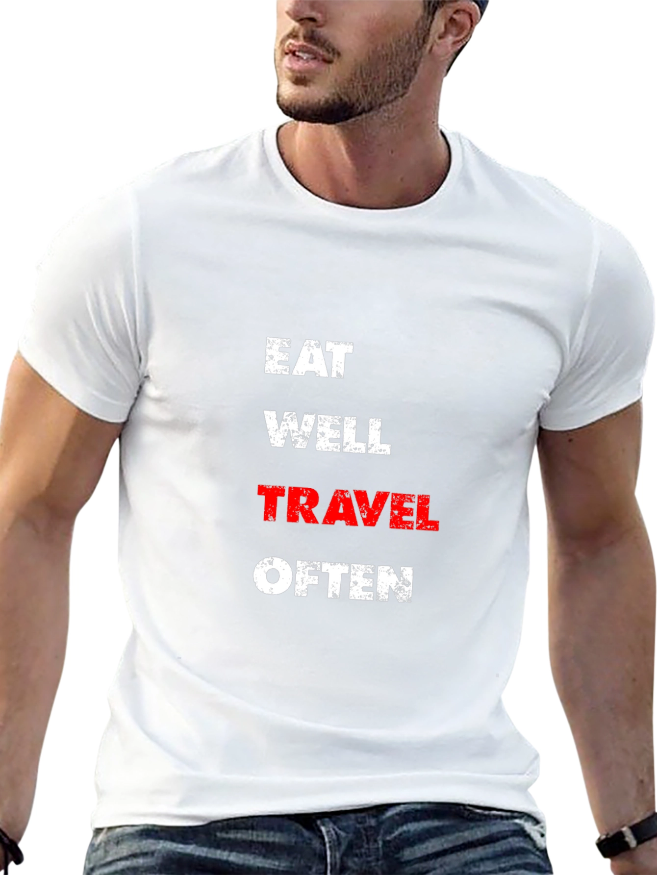 Black Eat Well Travel Often Black T-Shirt view 13