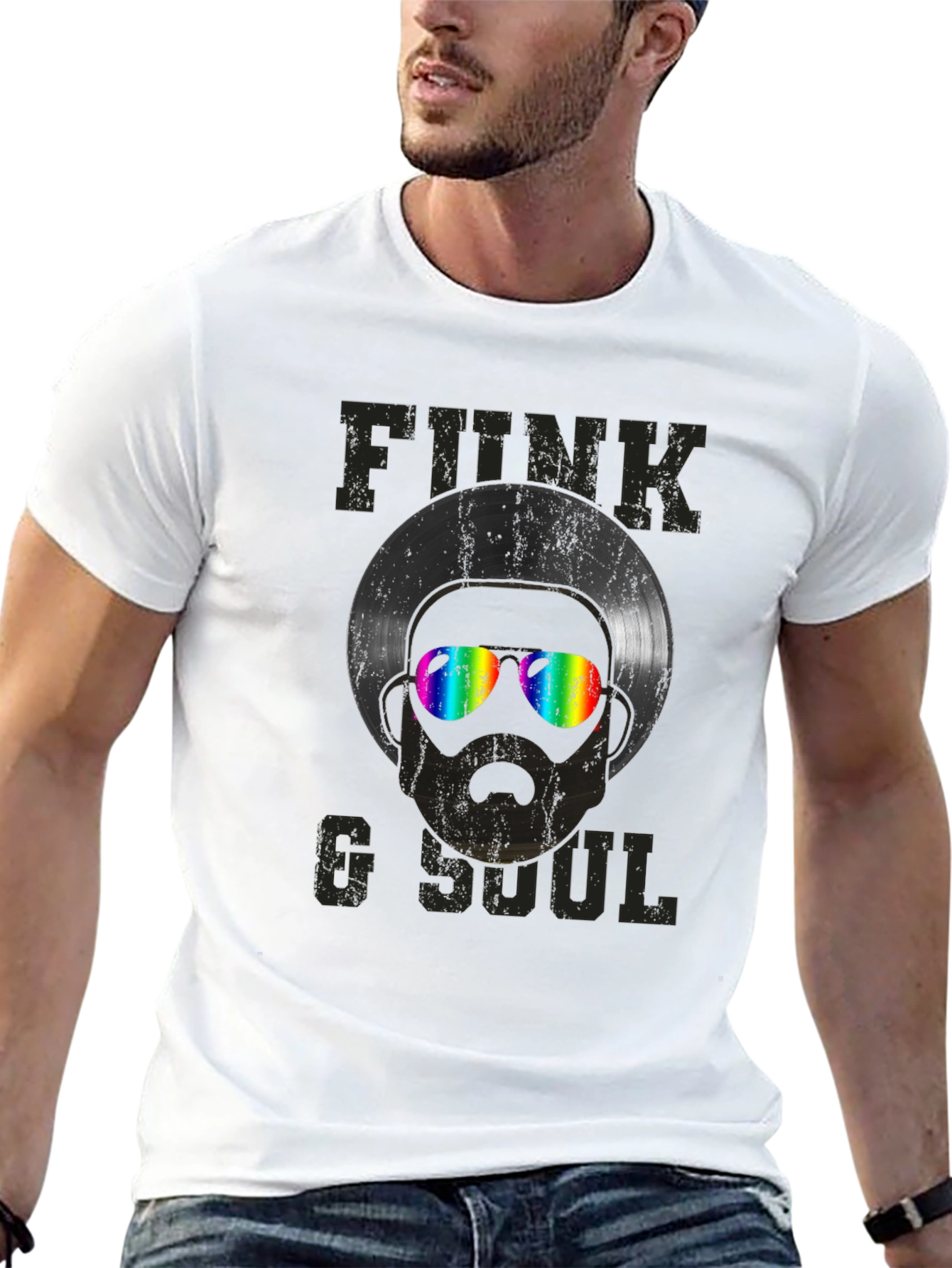 Black Funk & Soul Record Head Graphic Tee view 13
