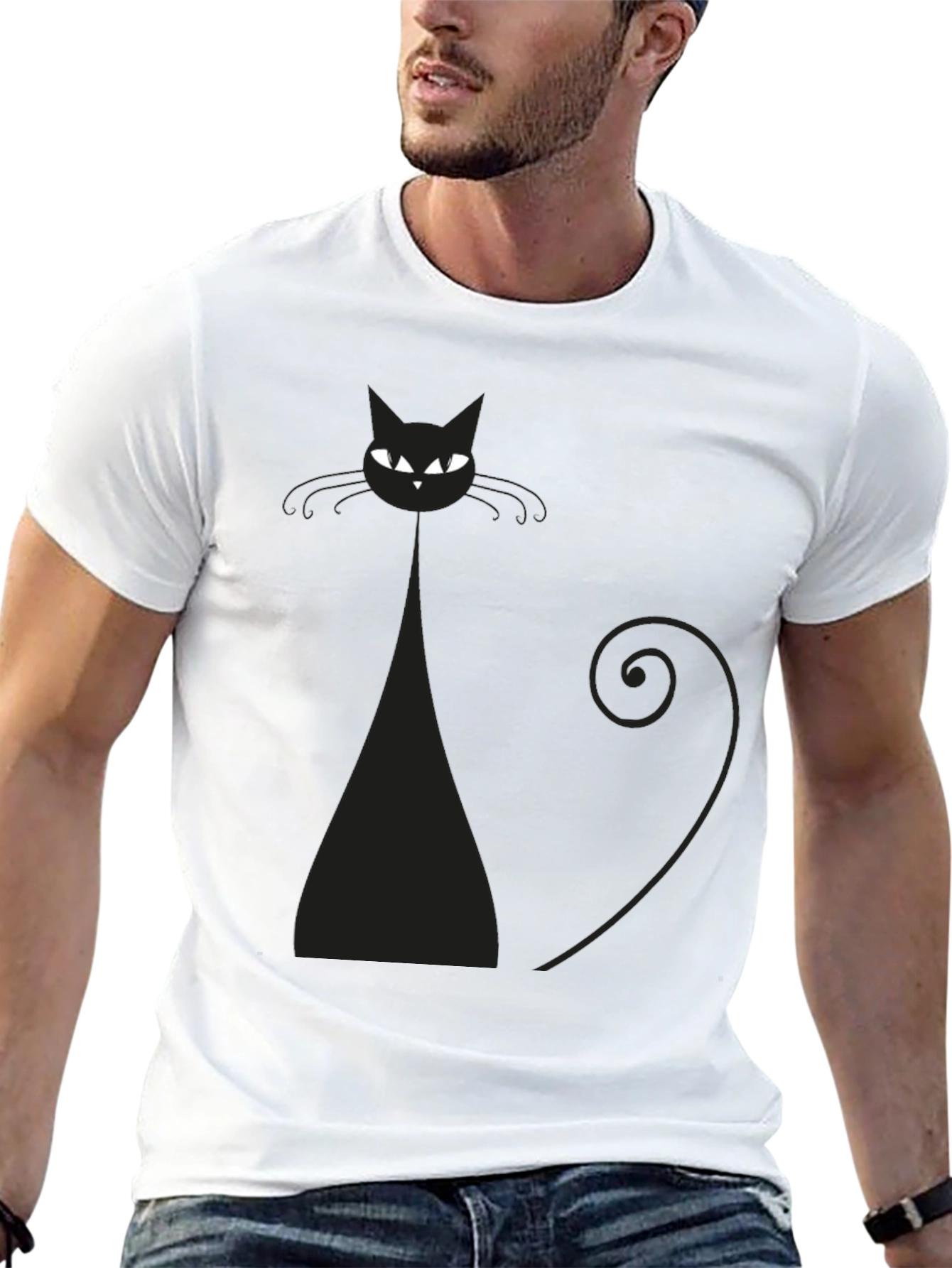 Black Cat Graphic Tee - Stylish Men's T-Shirt - 13