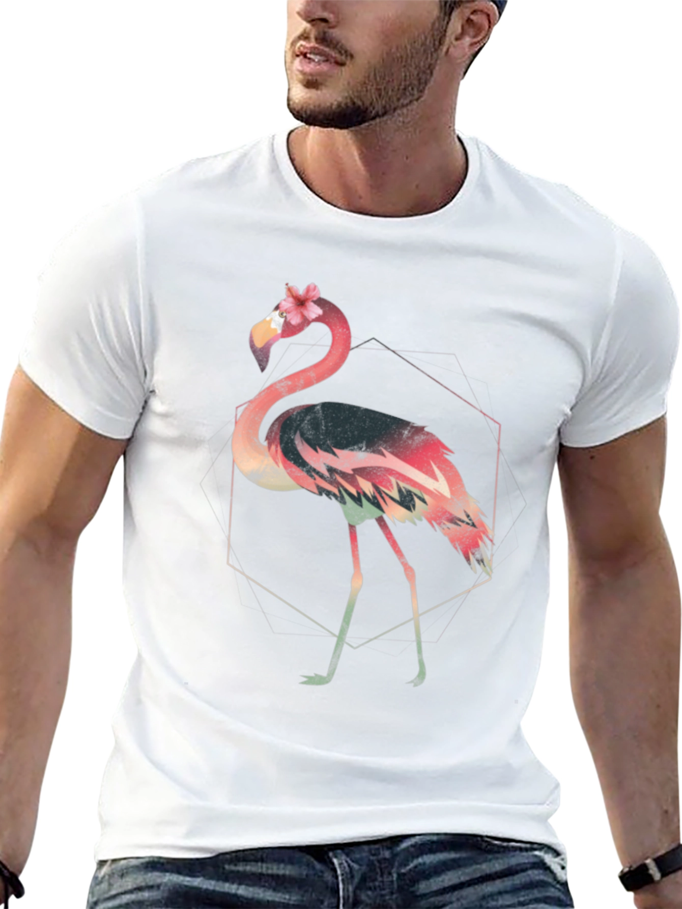 Black Floral Flamingo Graphic Tee - Modern Style view 13