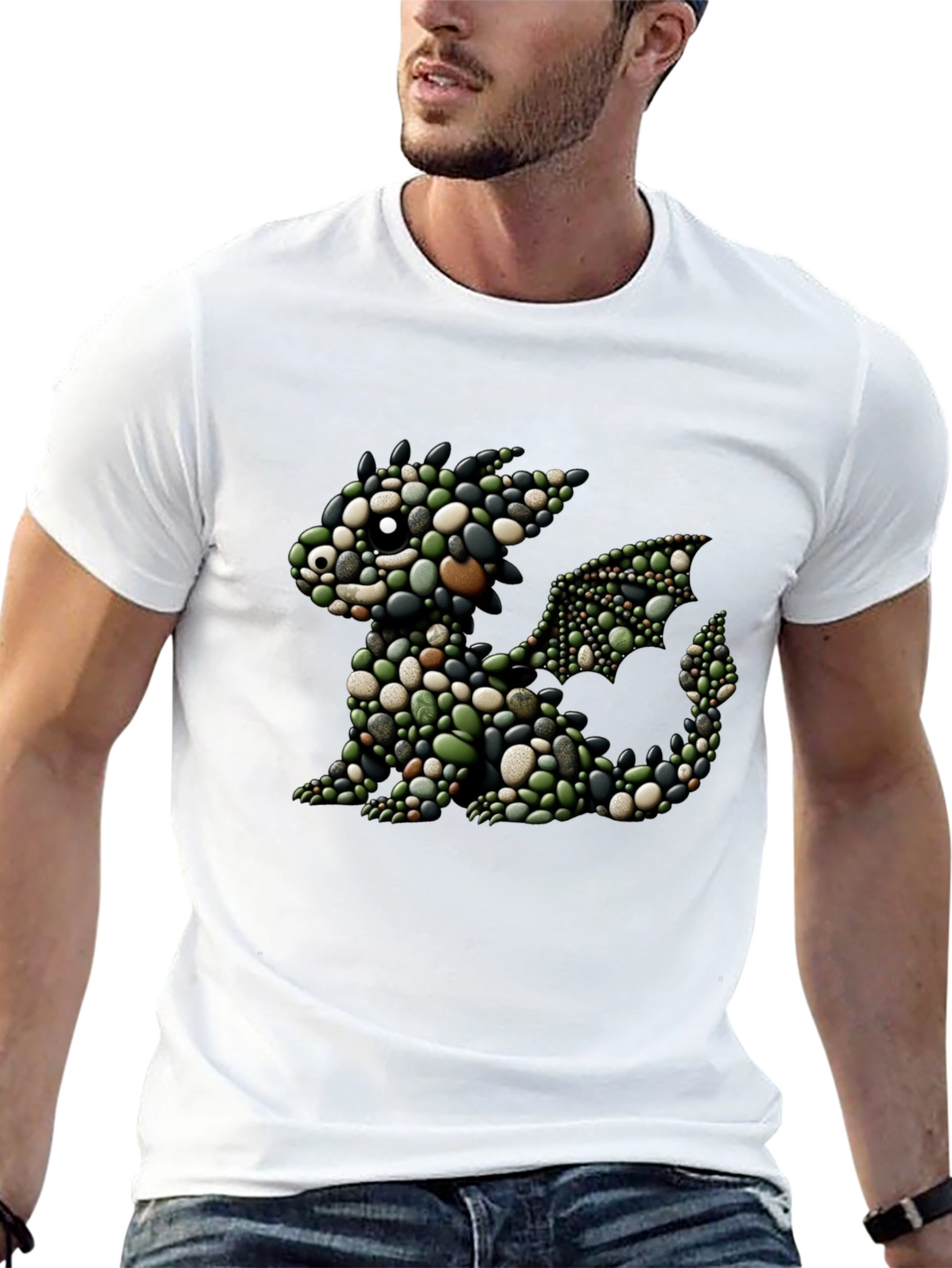 Black Pebble Dragon Tee - Unique Graphic Print view 13
