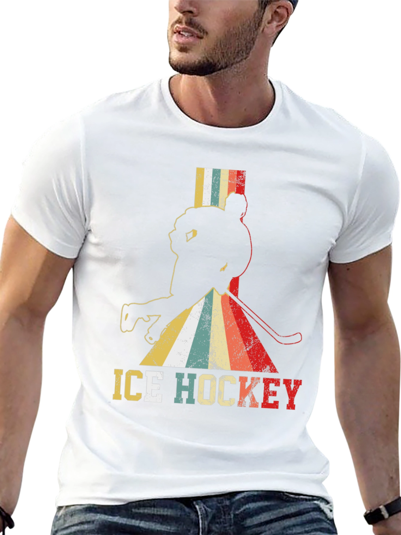 Black Retro Ice Hockey T-Shirt - Vintage Style Tee view 13