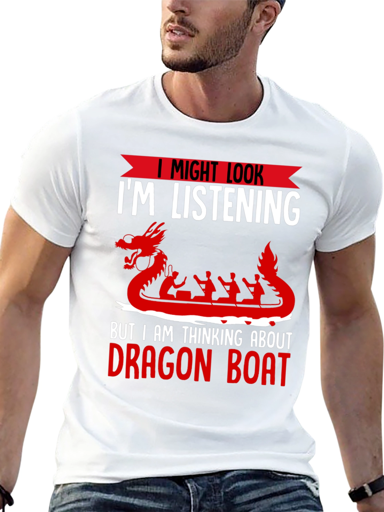 Black Dragon Boat T-Shirt - I Might Look I'm Listening view 13