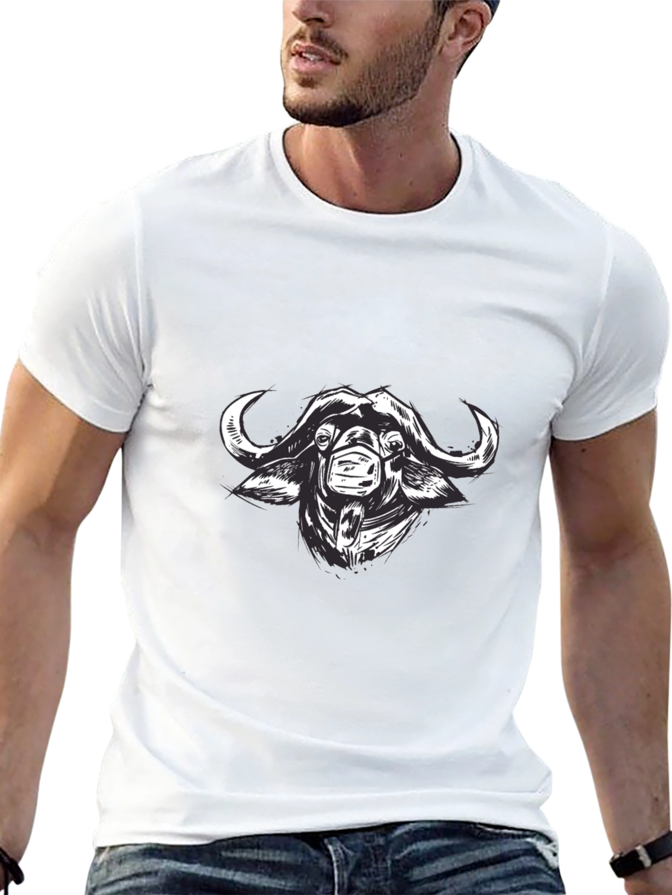 Black Buffalo with Mask Graphic Tee - Black view 13
