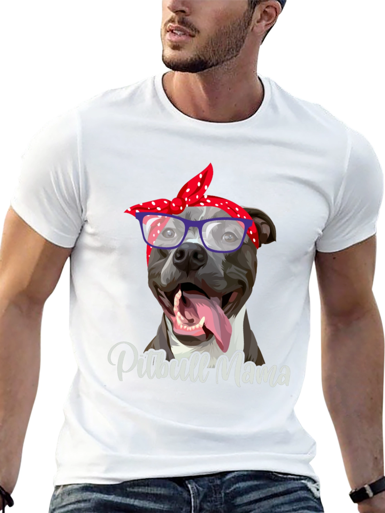 Black Pitbull Mama Graphic T-Shirt - Dog Lover Tee view 13