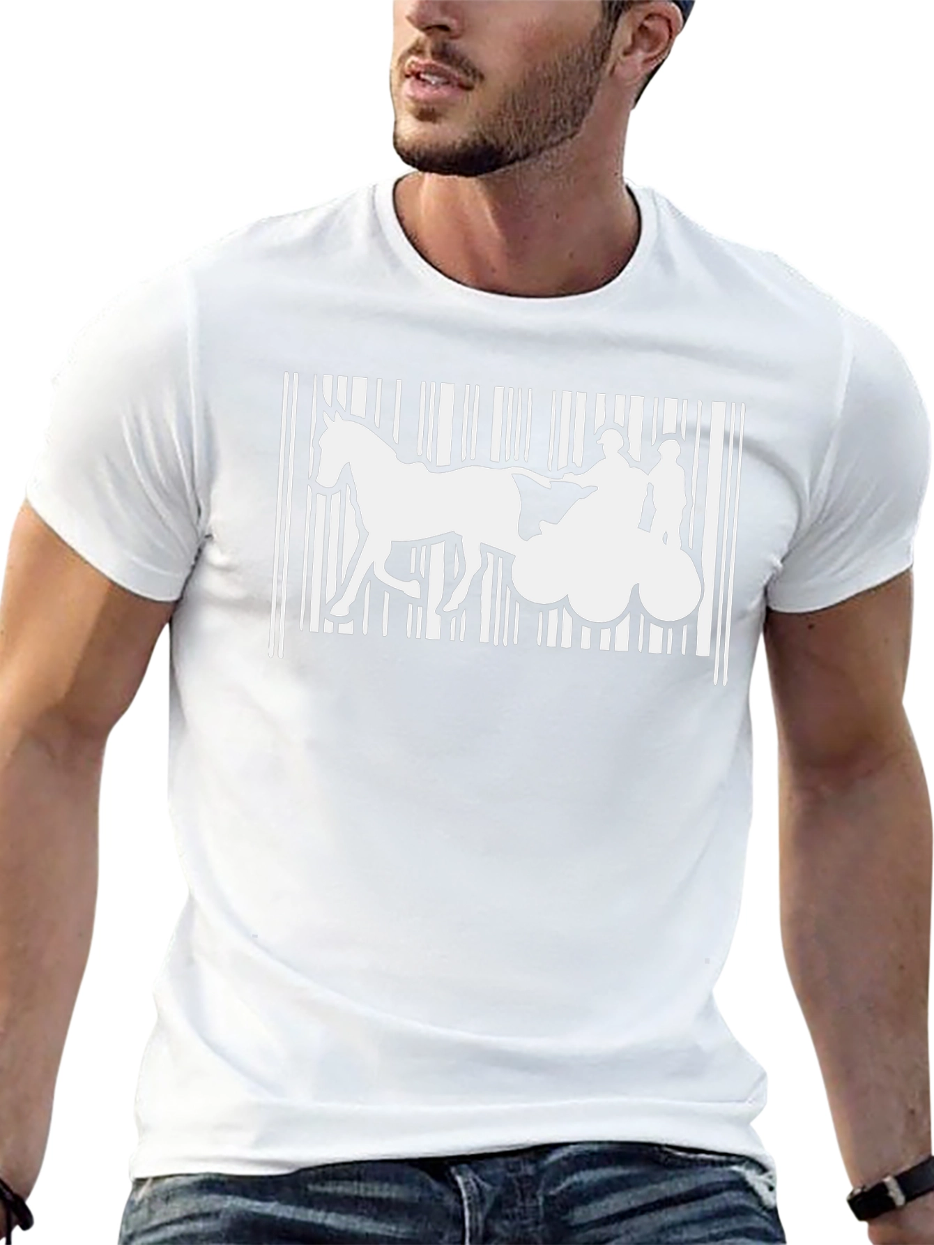 Horse Drawn Chariot Barcode T-Shirt - 13