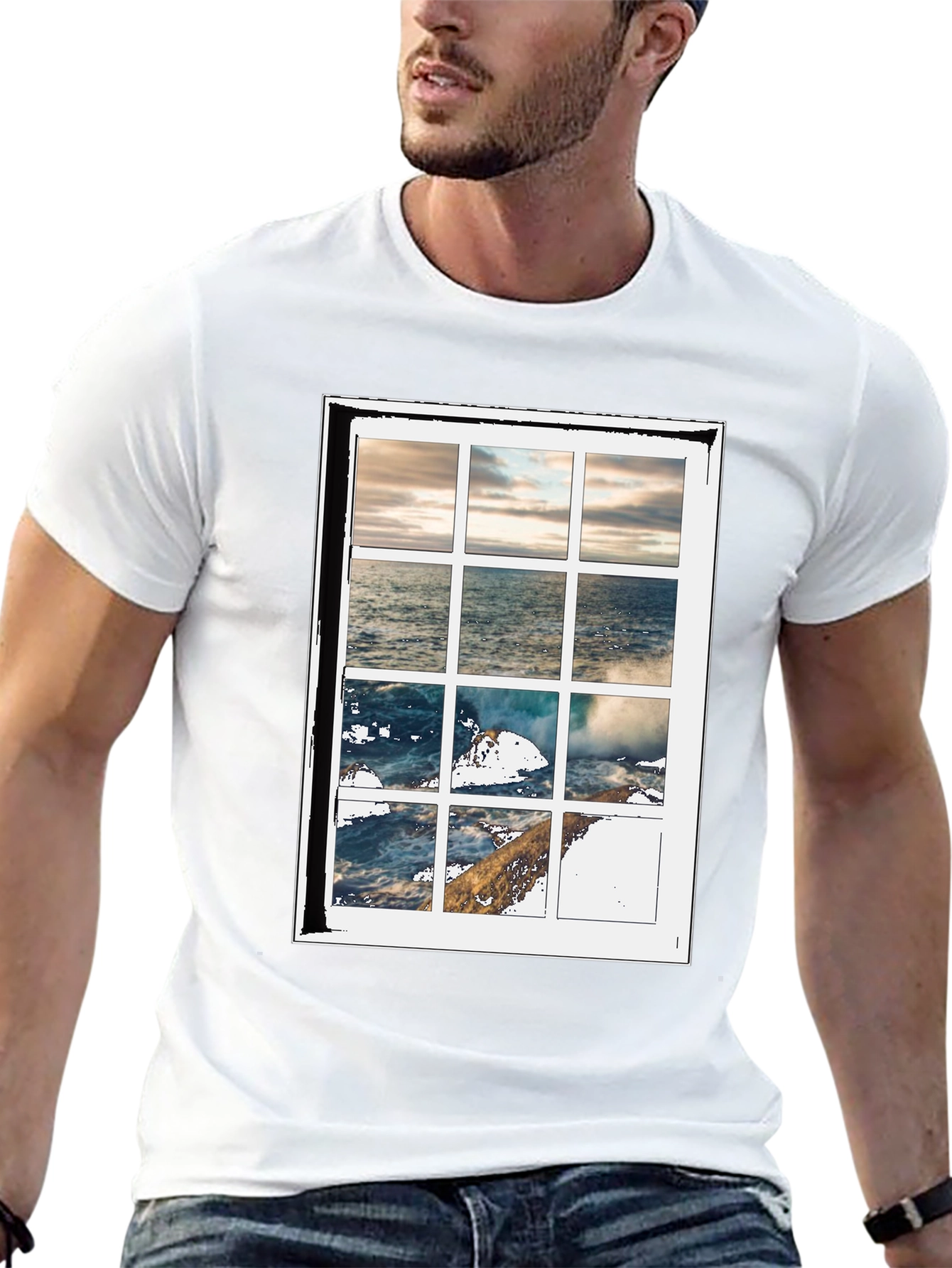 Black Ocean View Graphic Tee - Soft Cotton Blend view 13