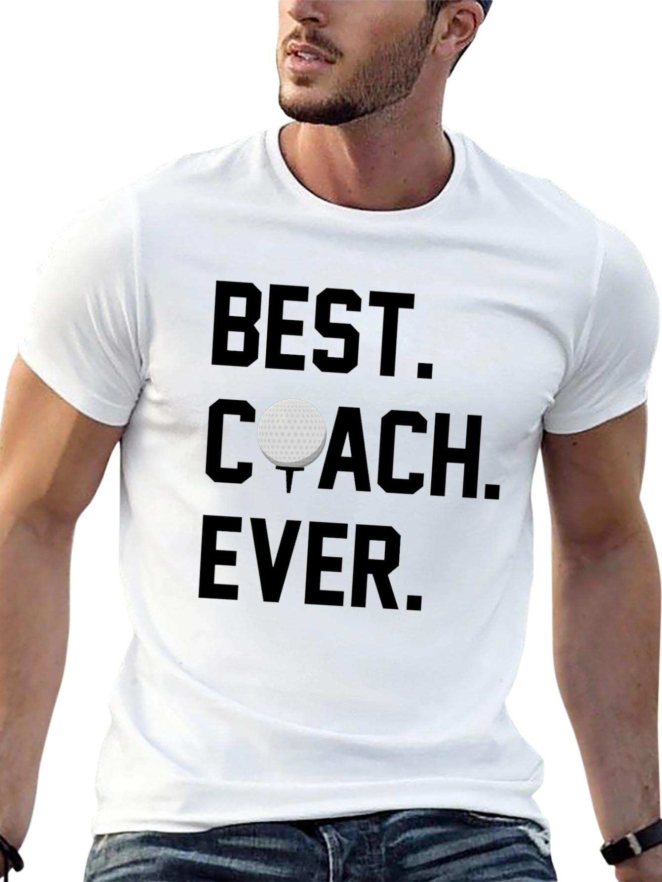 Black Best Coach Ever Golf Ball T-Shirt view 13