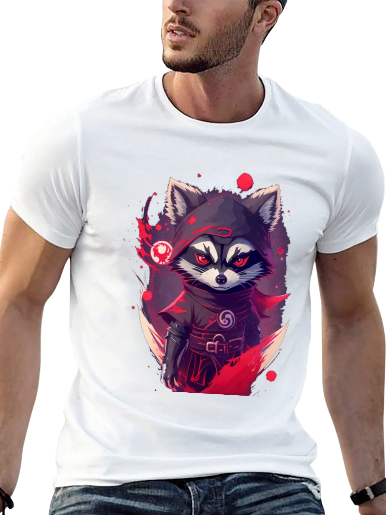 Black Ninja Raccoon Graphic Tee - Urban Style view 13