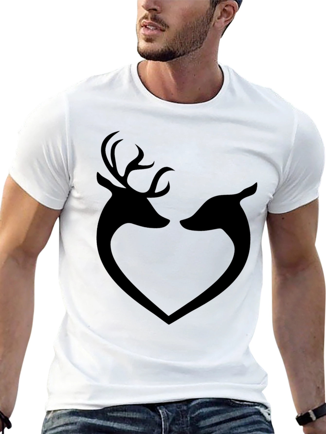 Deer Heart Graphic Tee - Men's Black T-Shirt - 13