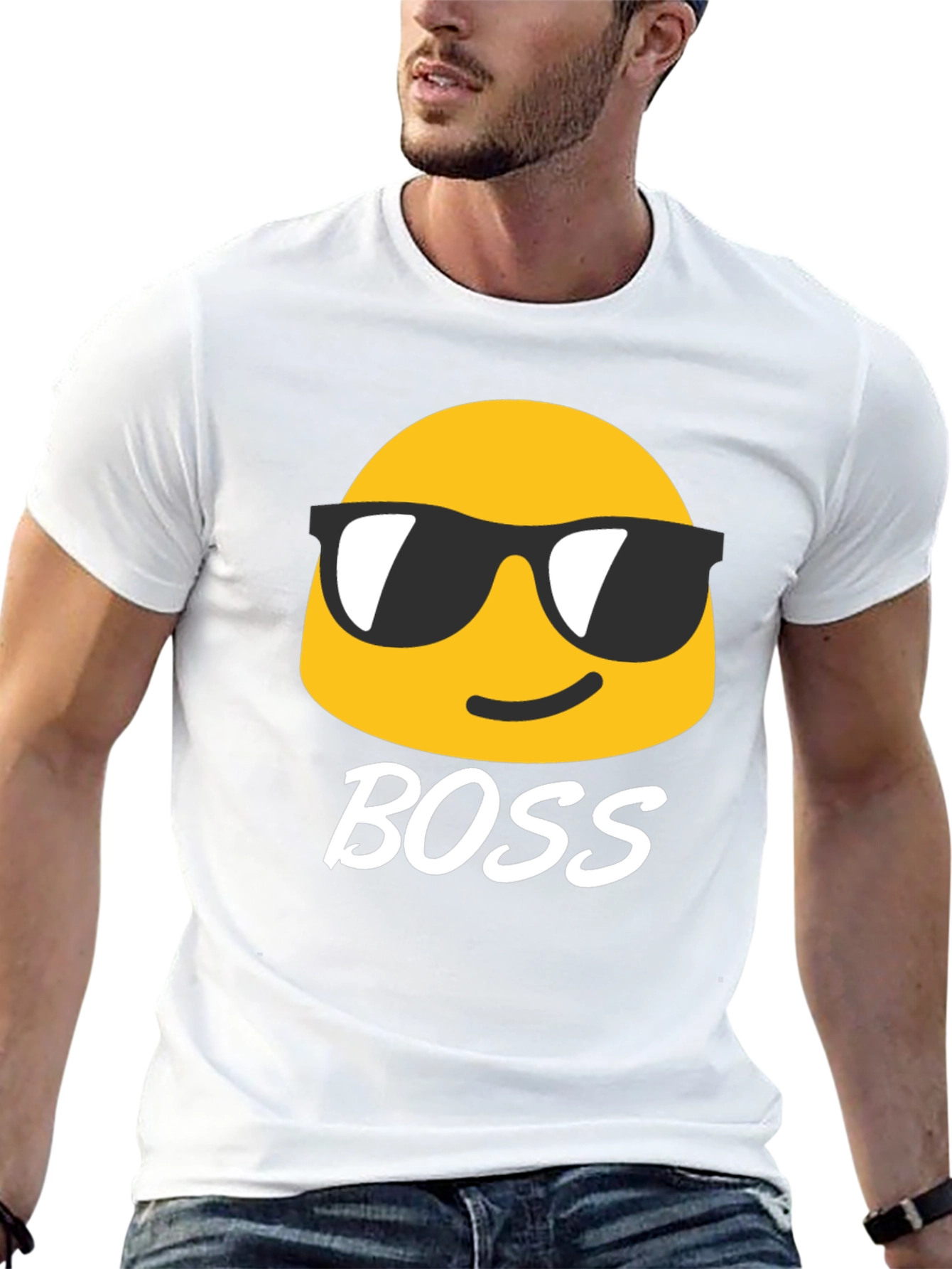 Black Cool Emoji Boss Black T-Shirt view 13