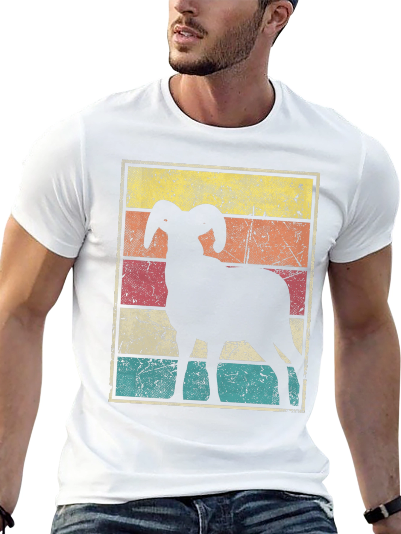 Black Retro Ram Graphic Tee - Black Cotton Blend view 13