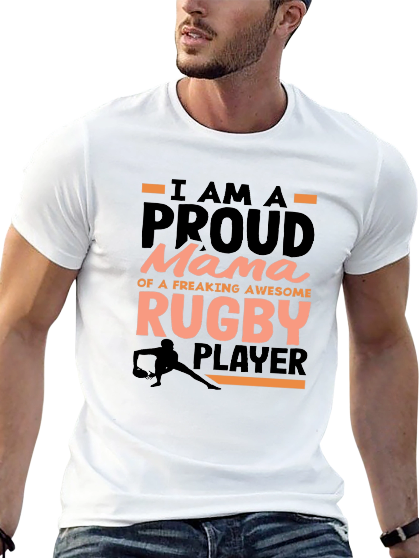 Black Proud Mama Rugby Player Graphic Tee view 13
