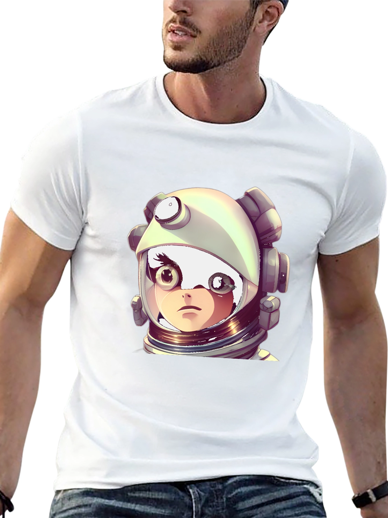 Black Astronaut Girl Graphic Black T-Shirt view 13