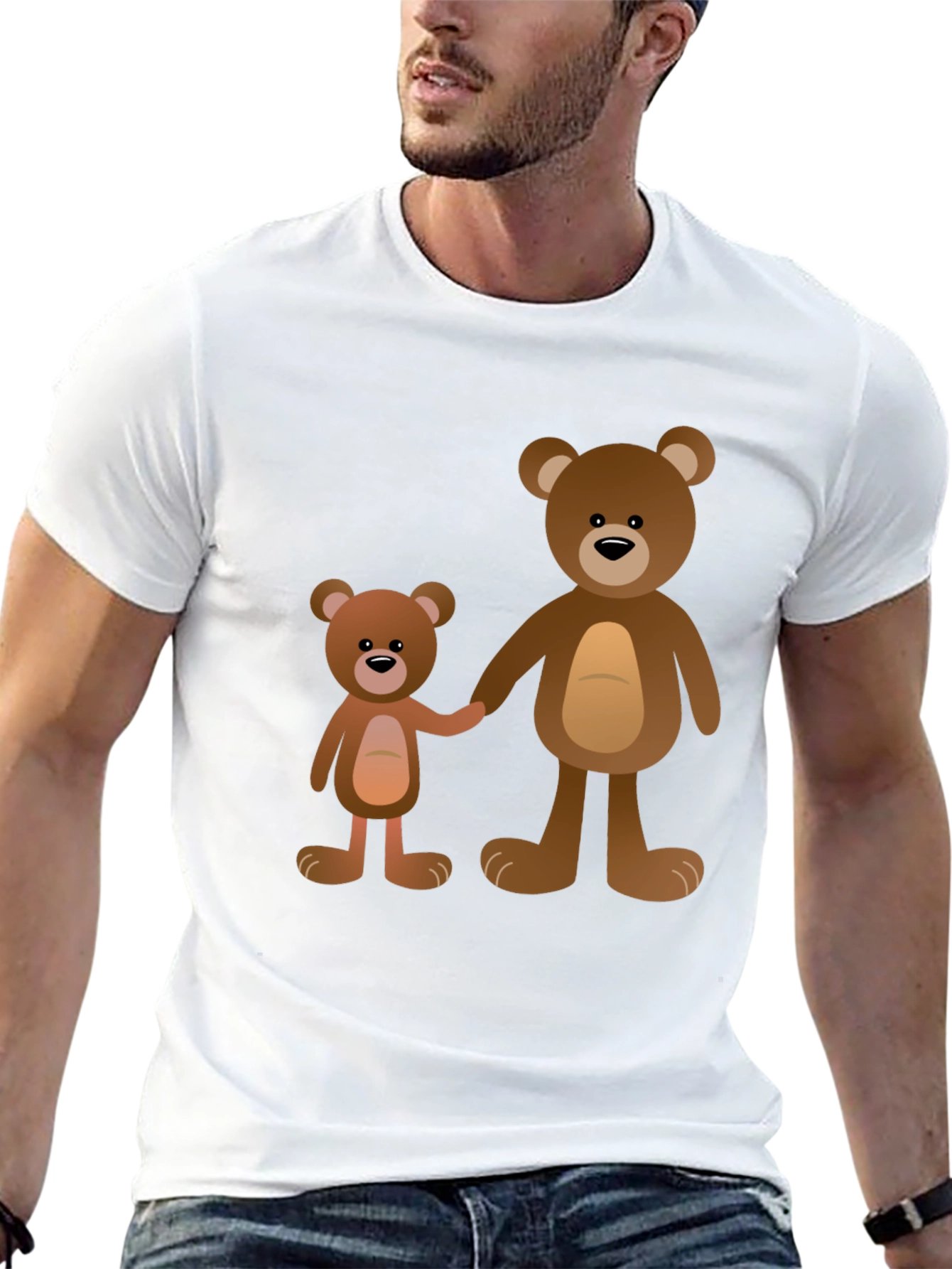 Black Cute Teddy Bear Family Black T-Shirt view 13