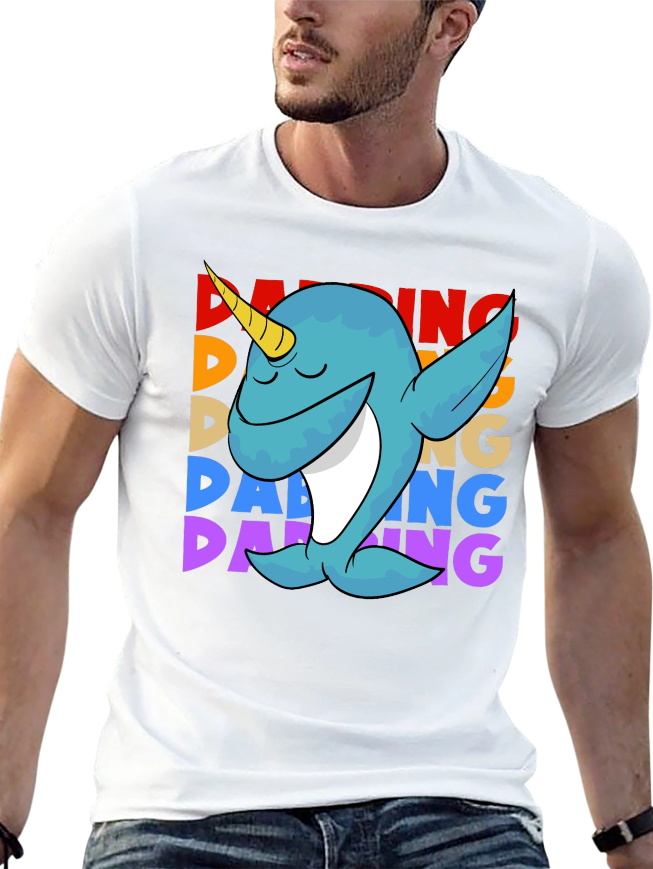Black Dabbing Narwhal T-Shirt - Cute & Funny Design view 13