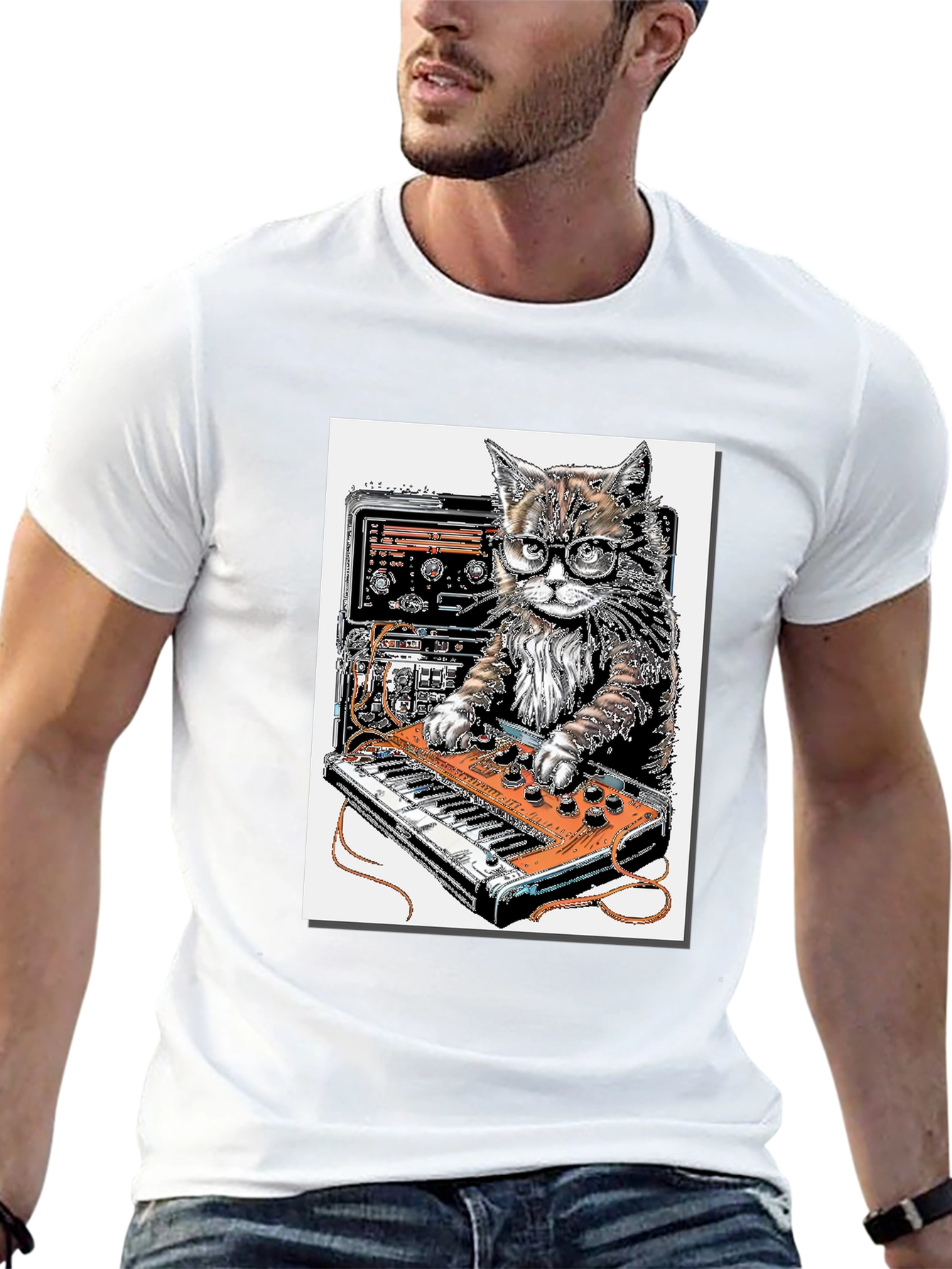 Black Cool Cat DJ Graphic T-Shirt view 13