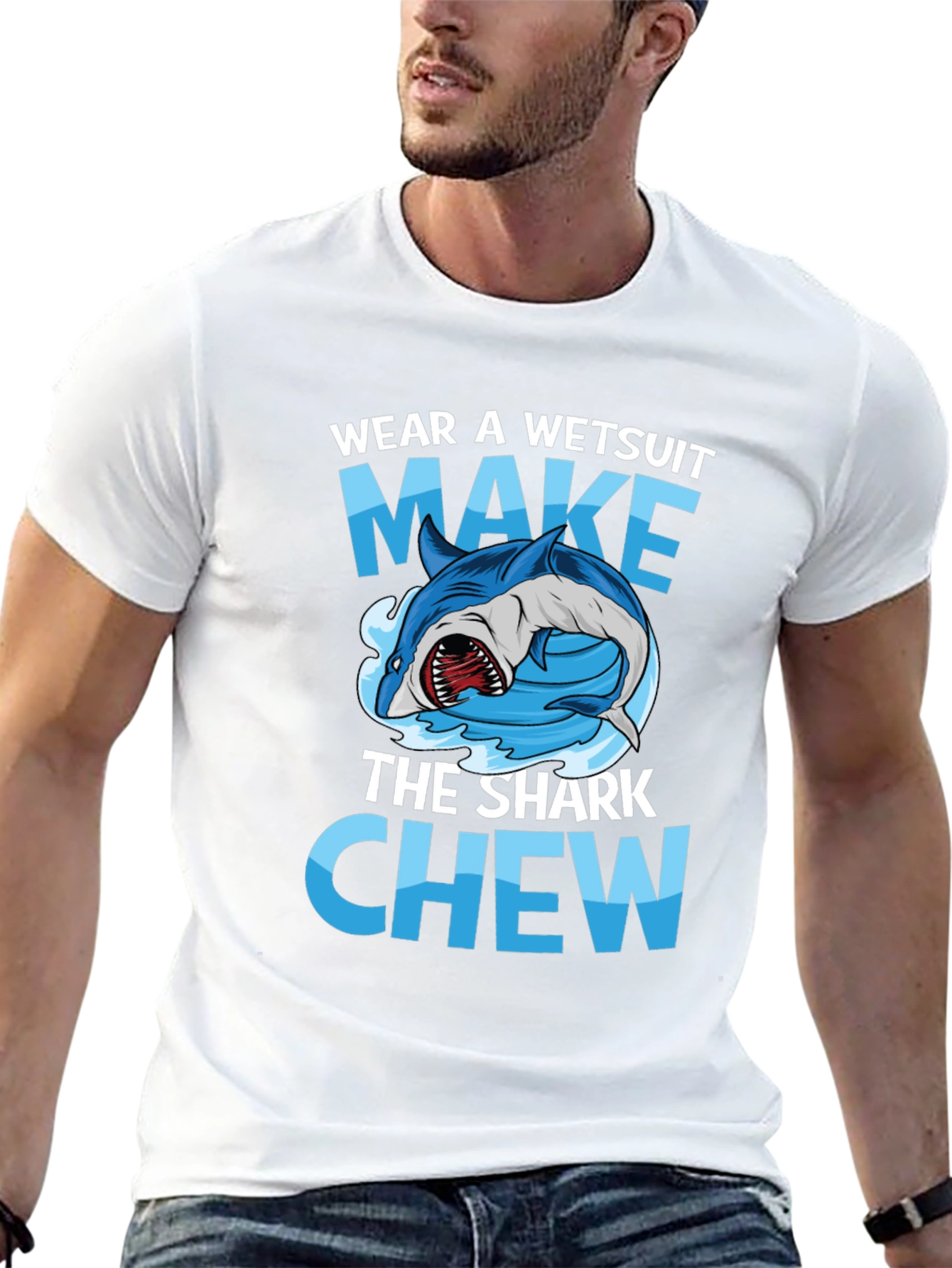 Black Wear A Wetsuit Make The Shark Chew Graphic Tee view 13