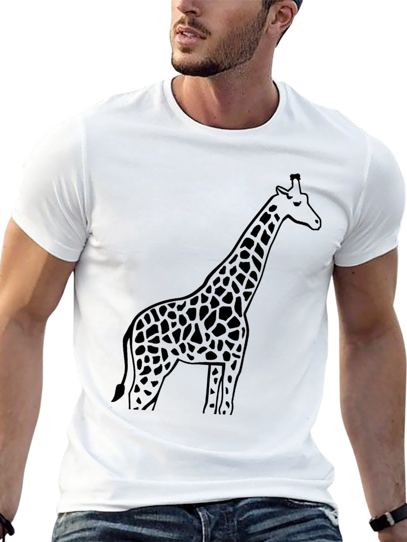 Black Giraffe Silhouette Black T-Shirt view 13