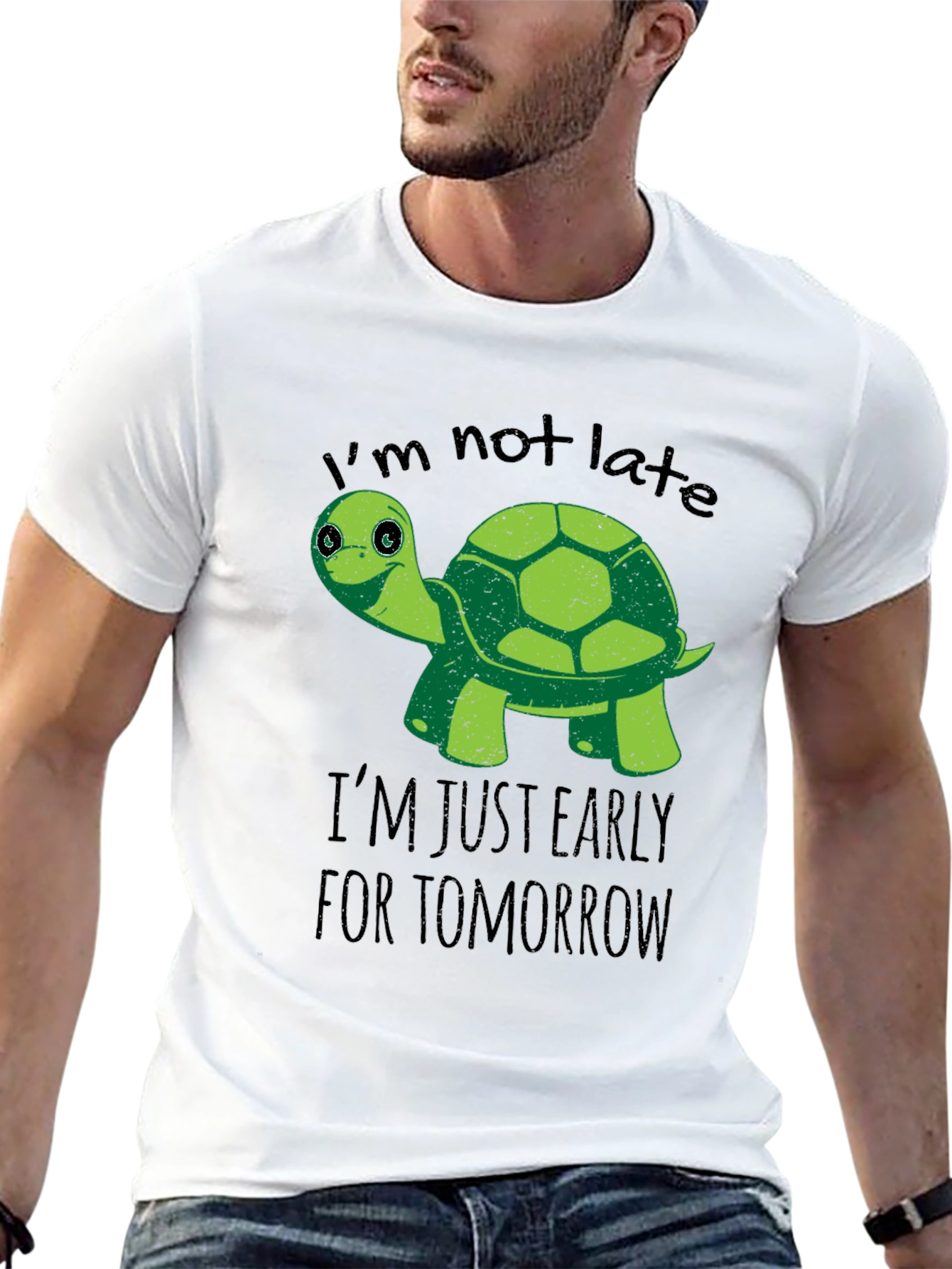 Black Funny Turtle T-Shirt: I'm Not Late, Early For Tomorrow view 13