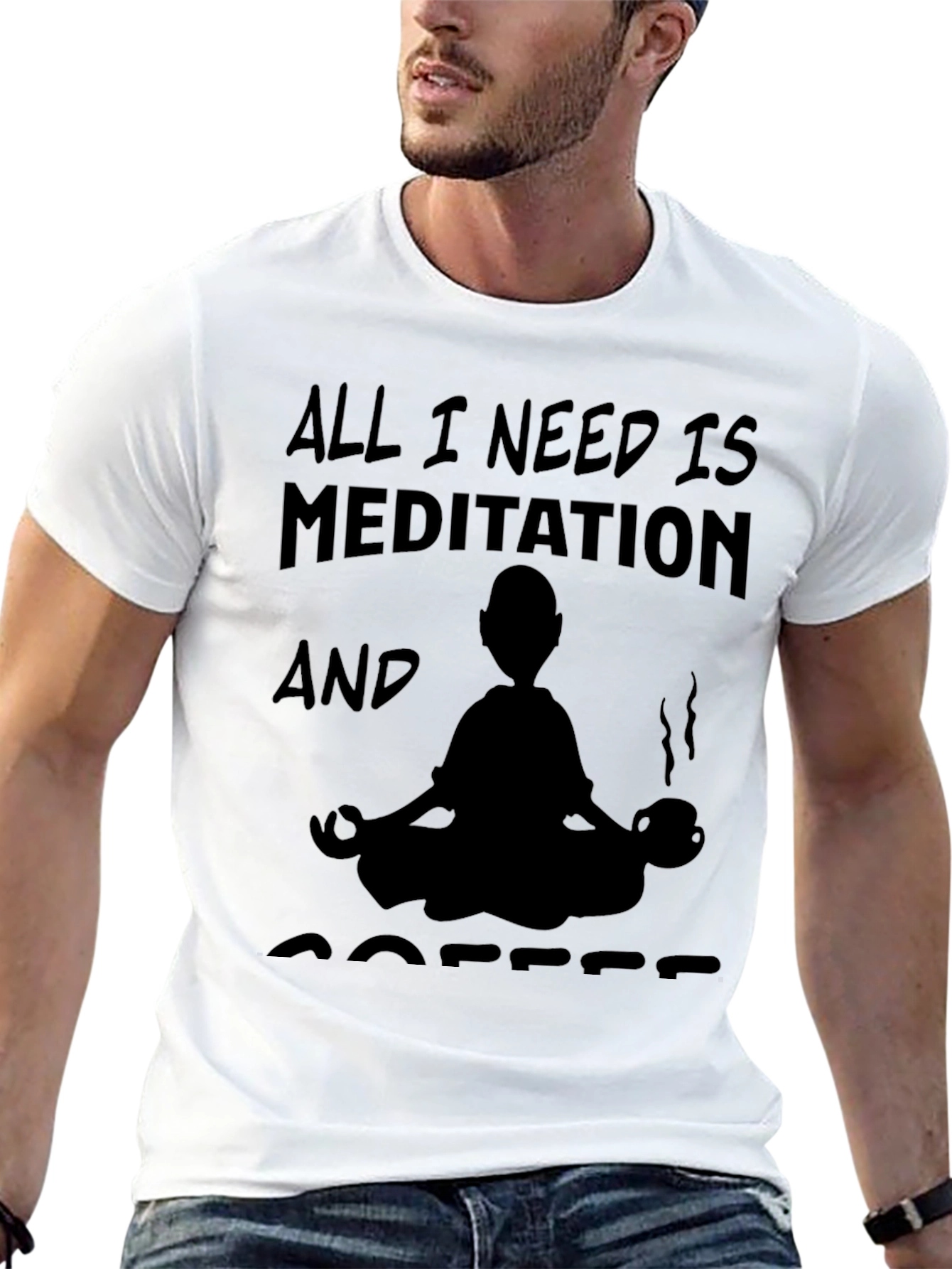 Black Meditation & Coffee Graphic T-Shirt view 13