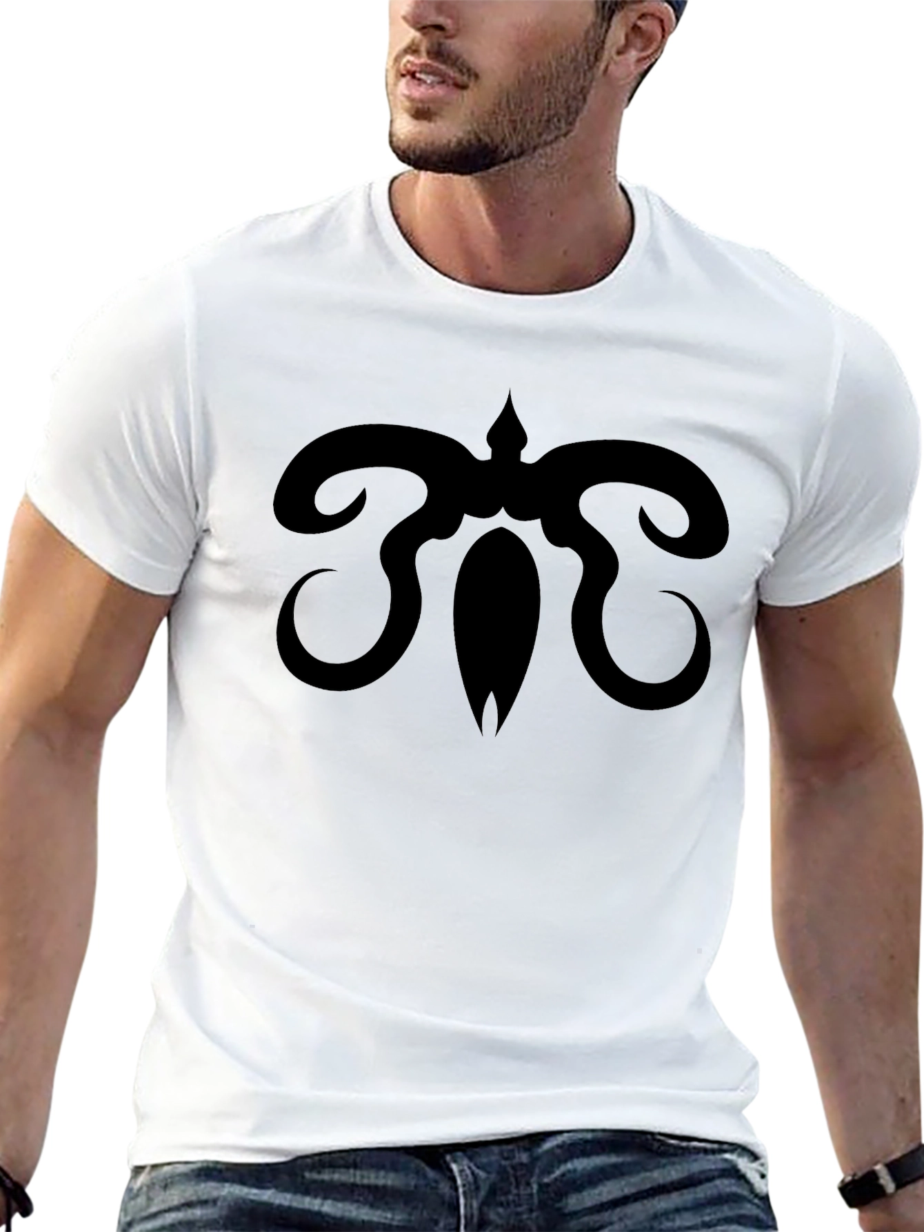 Black Men's Black T-Shirt with Unique Graphic Design view 13