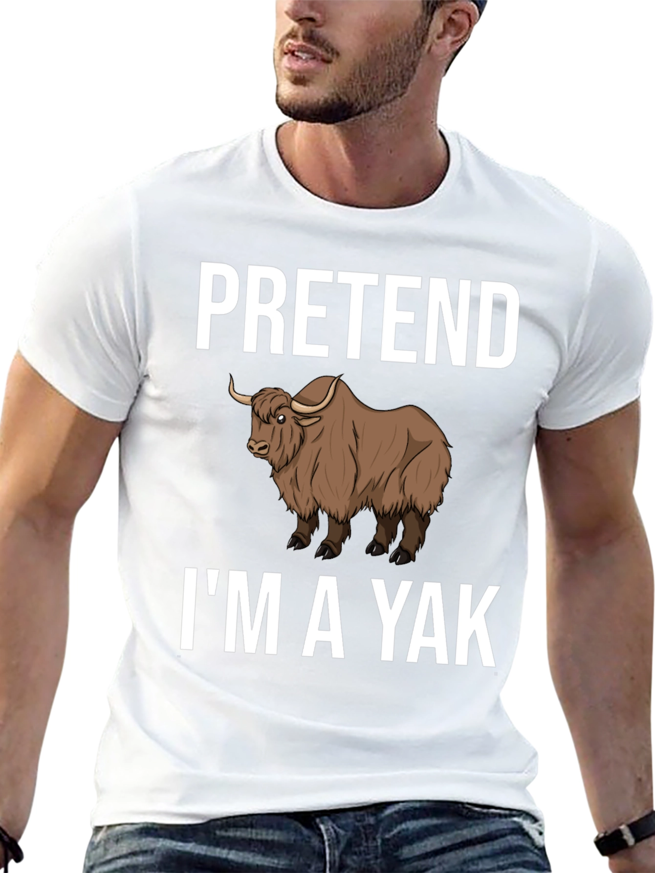 Black Pretend I'm a Yak Funny T-Shirt view 13
