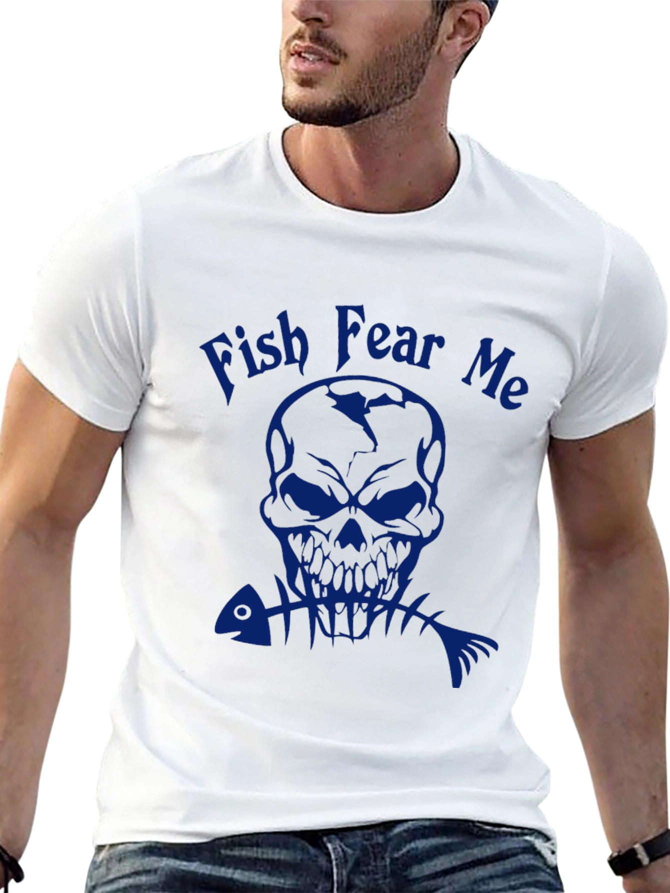 Black Fish Fear Me Skull Graphic Tee - Black Cotton T-Shirt view 13