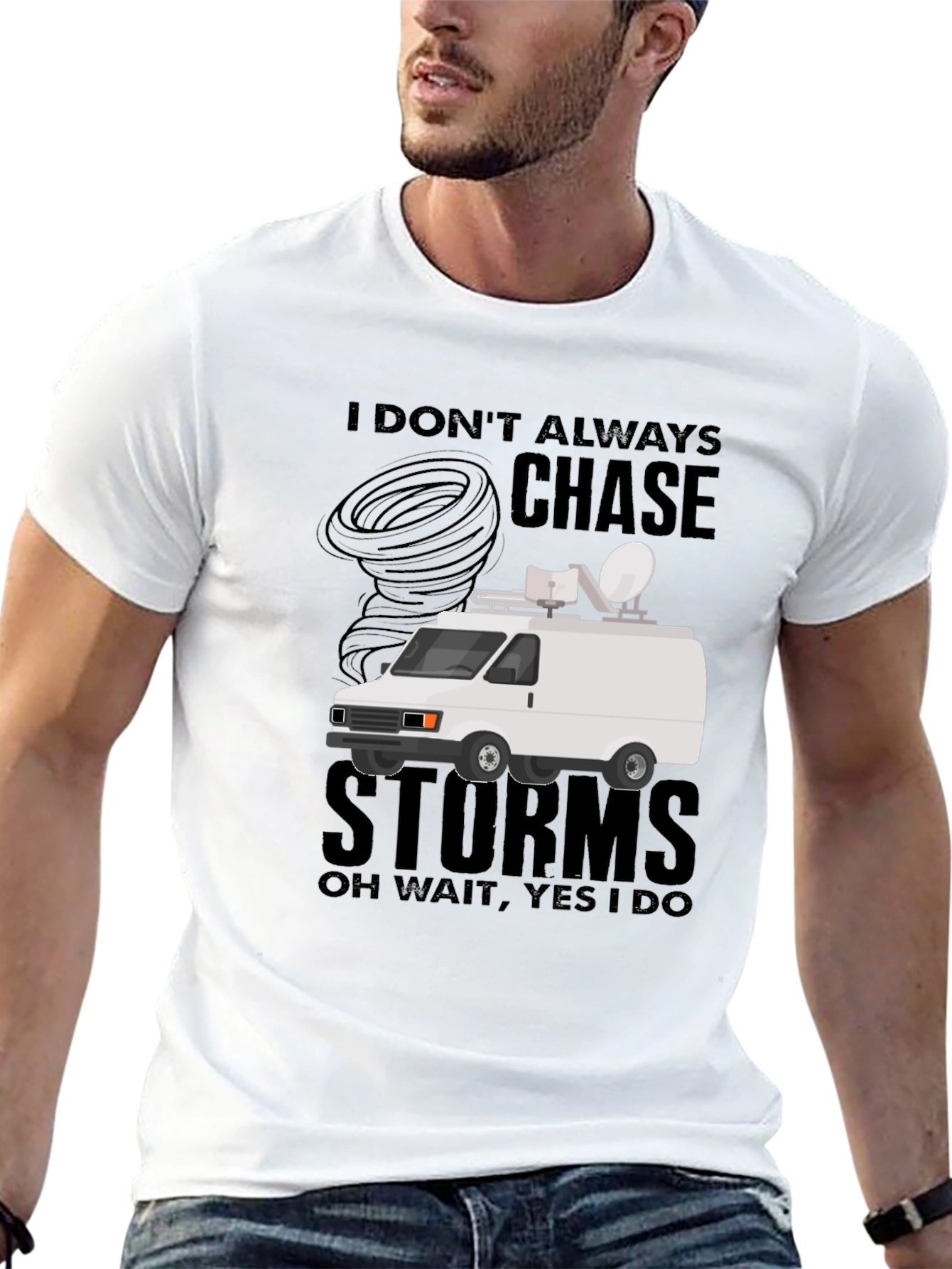 Black Storm Chaser T-Shirt - Funny Weather Van Tee view 13