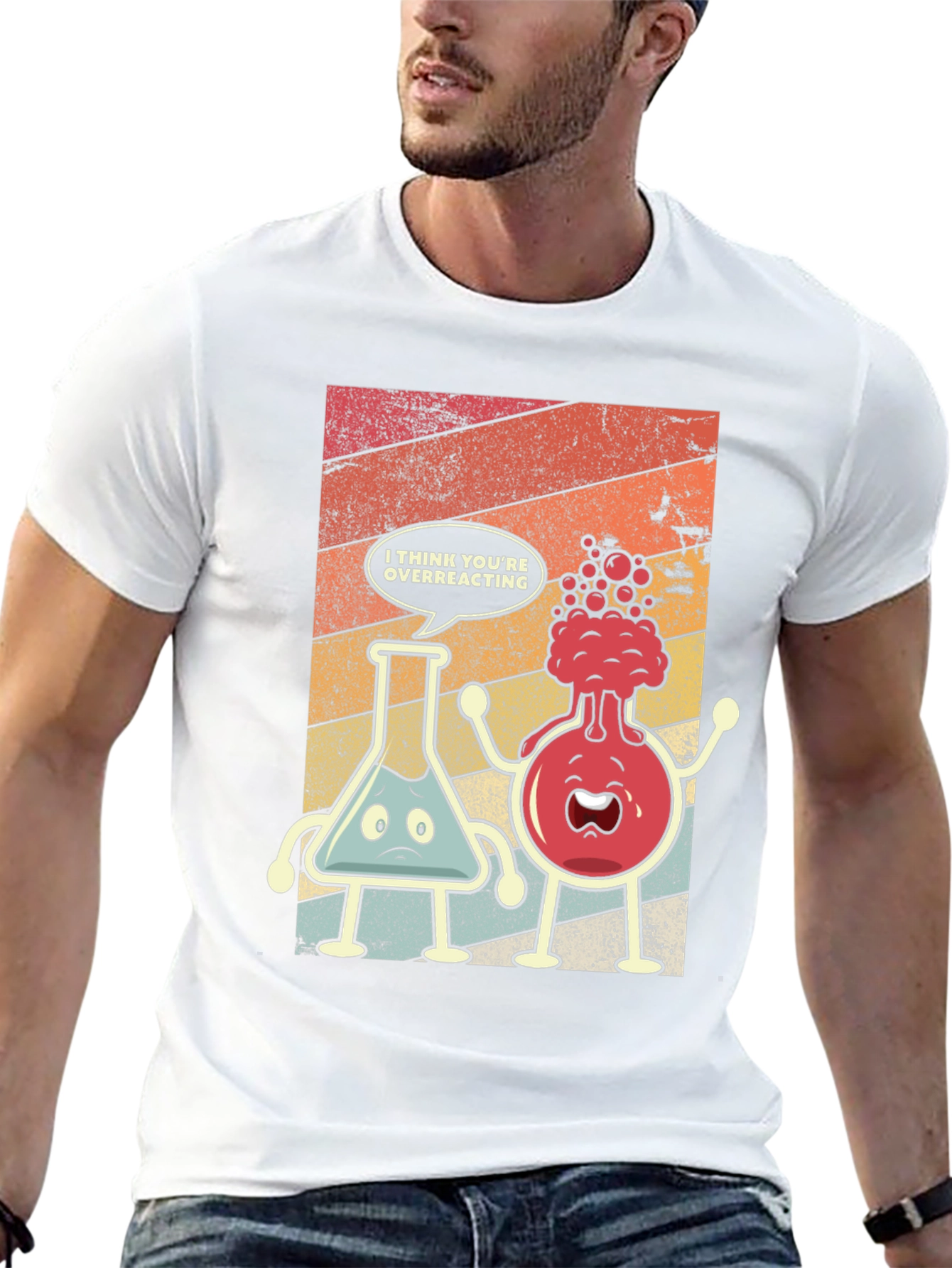 Black Funny Chemistry T-Shirt: Overreacting view 13