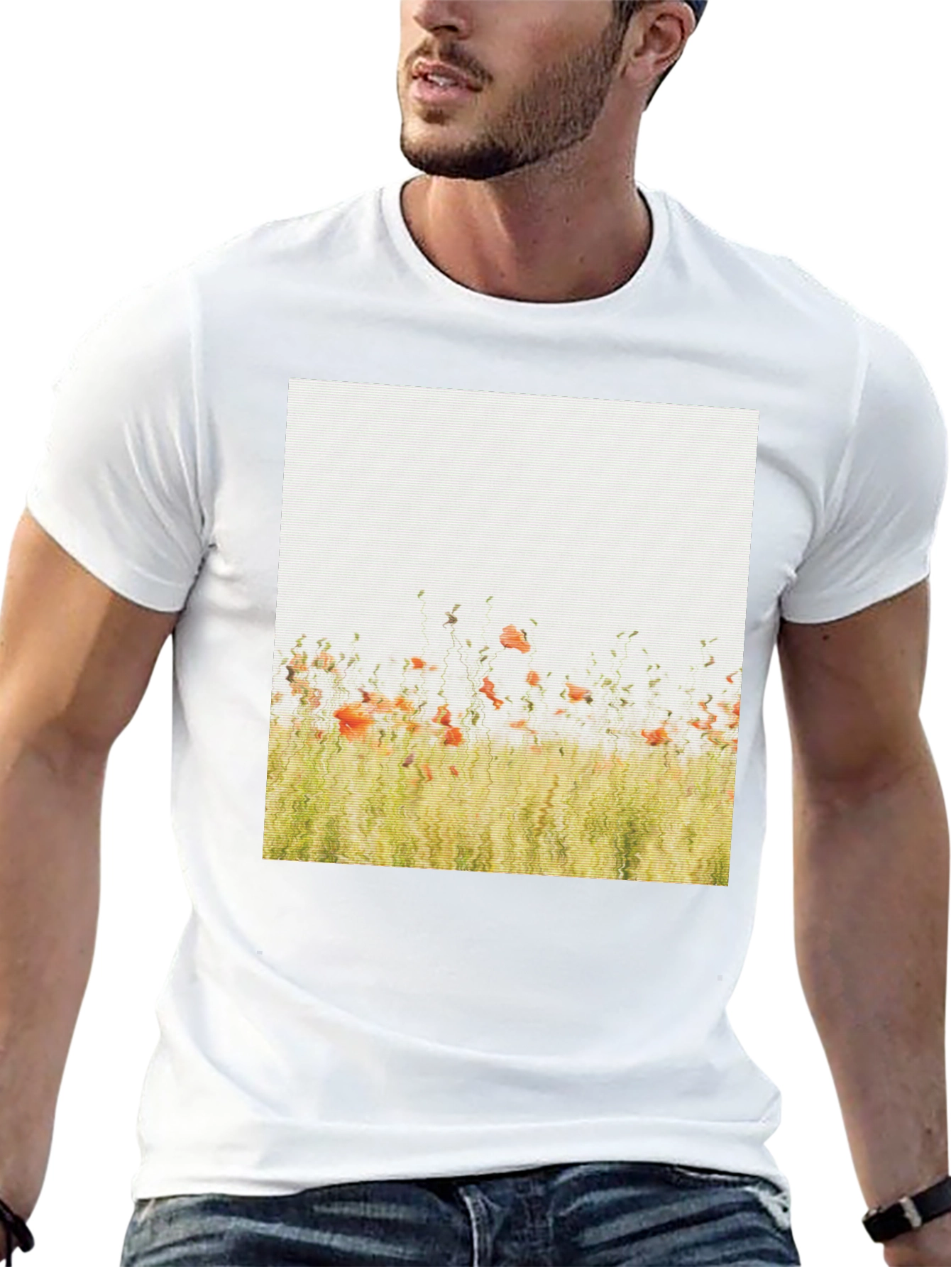 Black Floral Field Graphic Print Black T-Shirt view 13