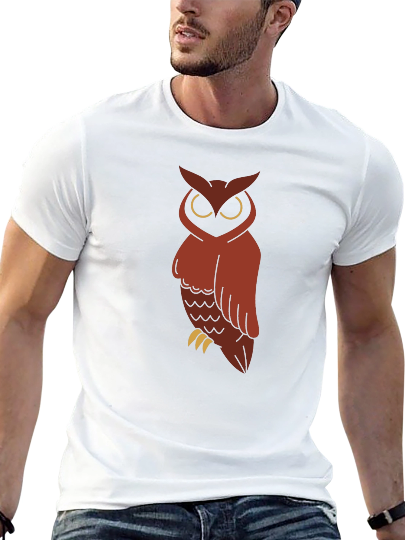 Black Owl Graphic Print Black T-Shirt view 13