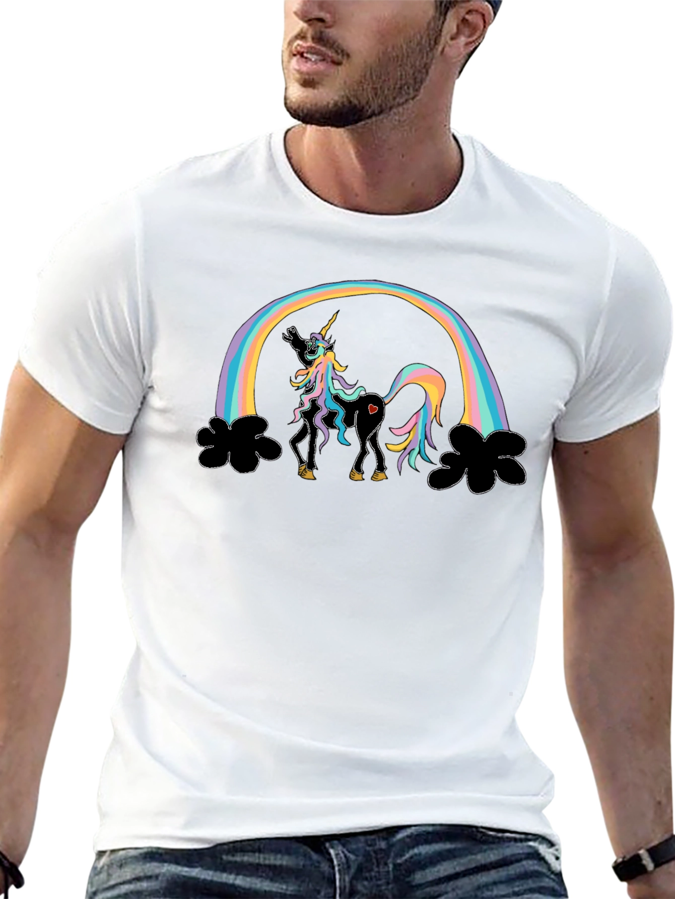 Black Rainbow Unicorn T-Shirt, Funny Design view 13