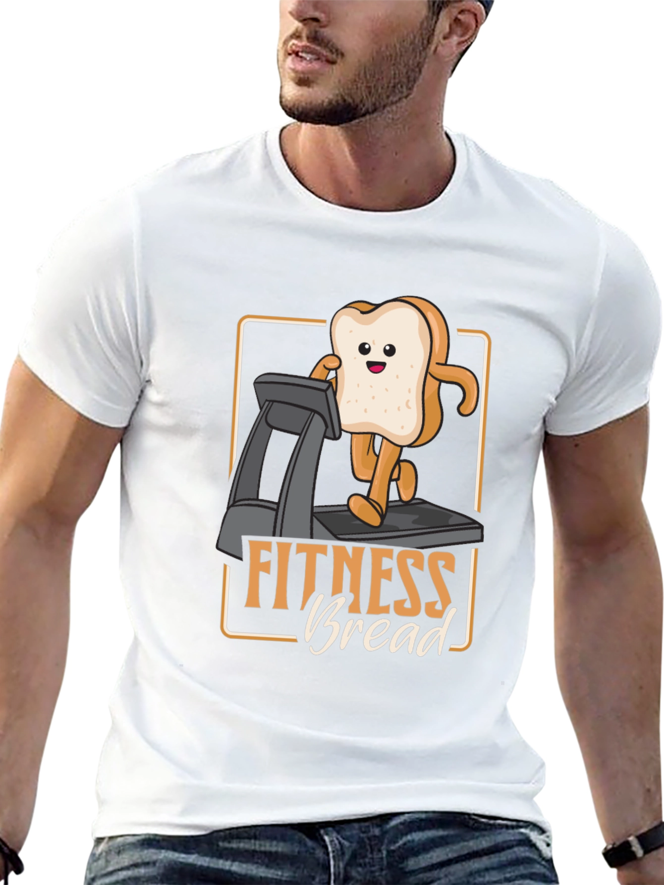 Black Fitness Bread T-Shirt - Funny Workout Tee view 13